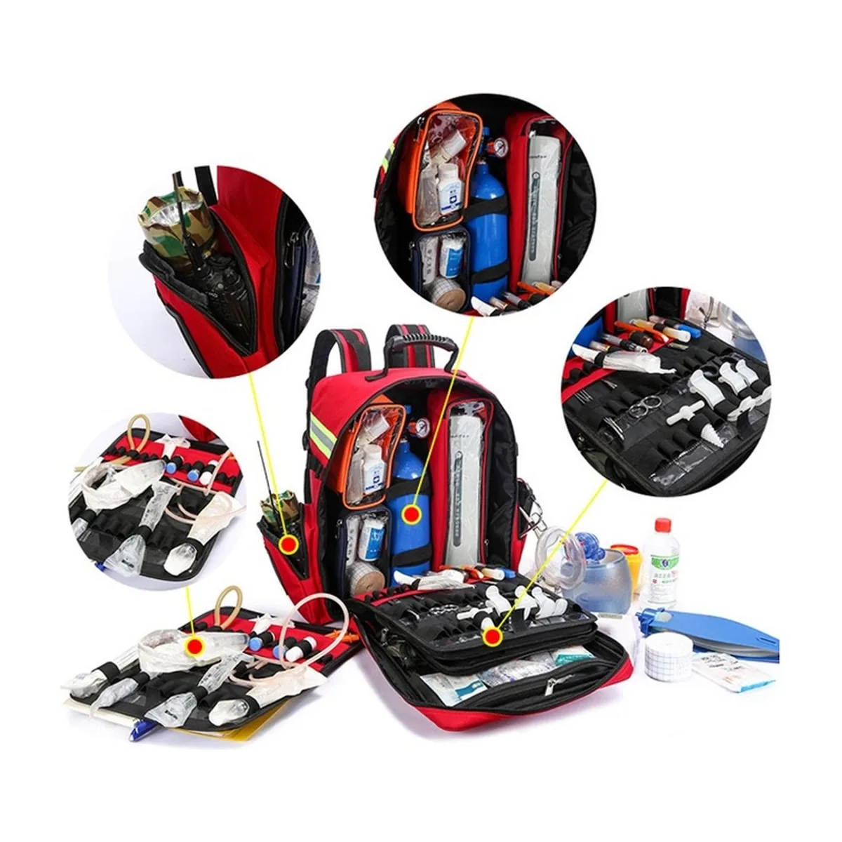 08846 1200D Trolley Rescue Bag in Red, construction and compartment detail 3