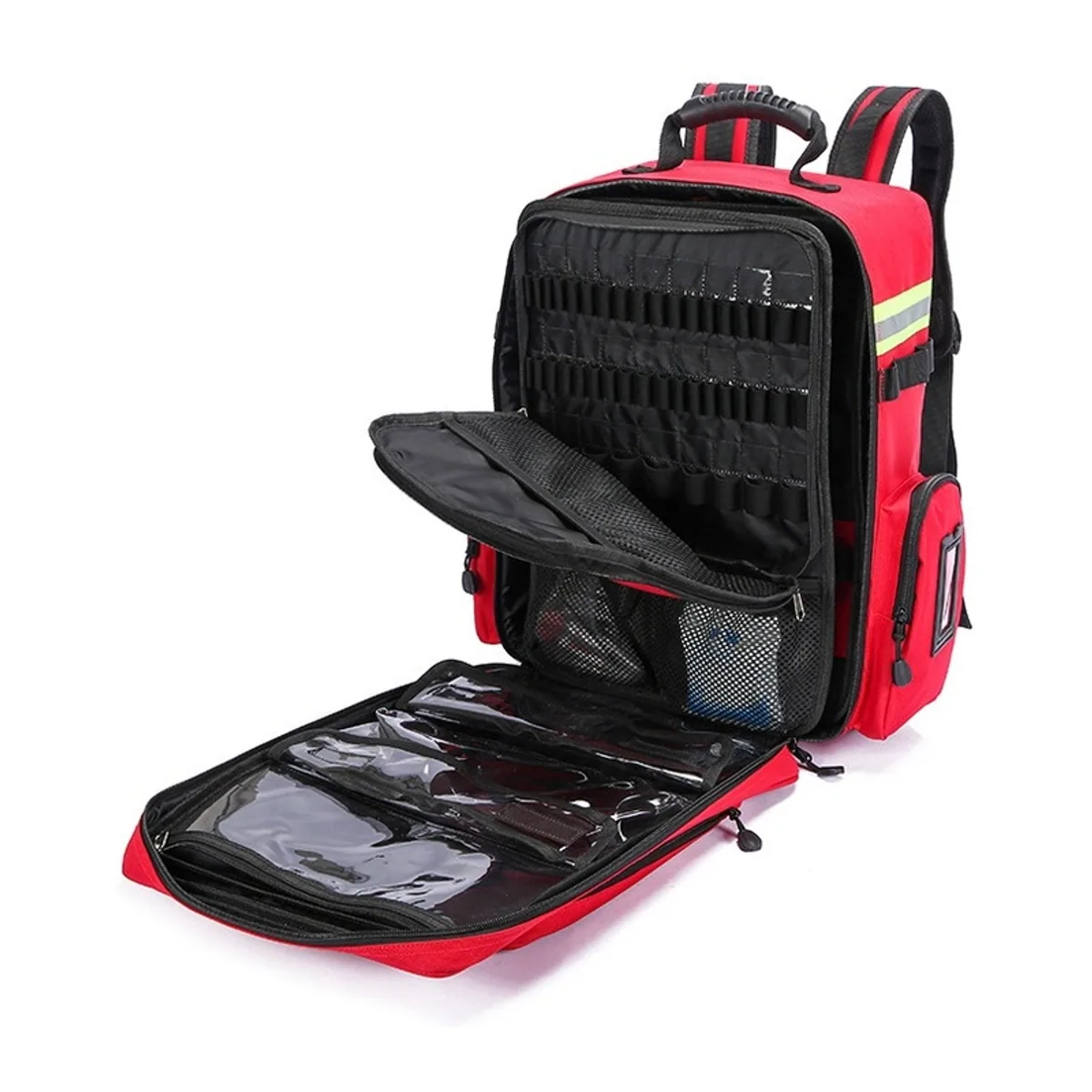 08846 1200D Trolley Rescue Bag in Red, construction and compartment detail 4