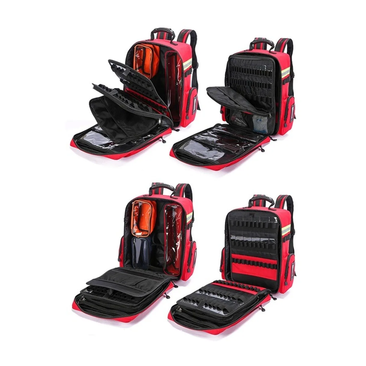 08846 1200D Trolley Rescue Bag in Red, construction and compartment detail 5
