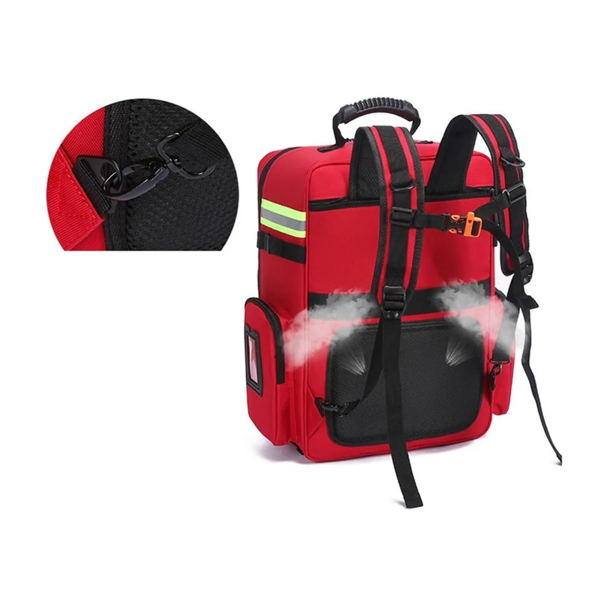 08846 1200D Trolley Rescue Bag in Red, construction and compartment detail 7