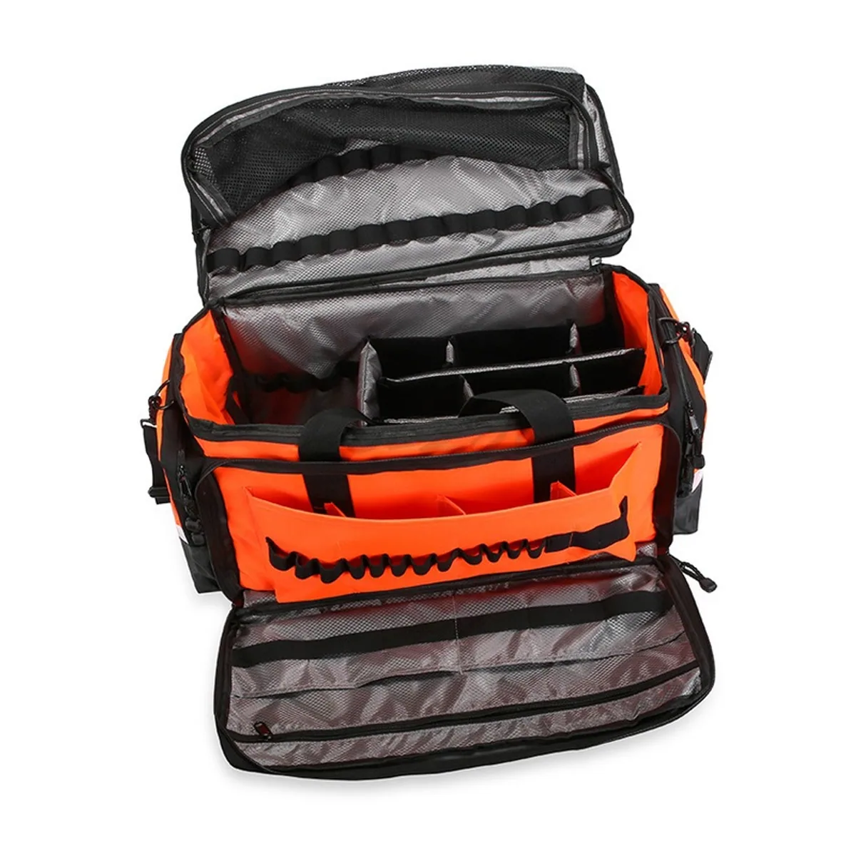 08851 1200D Portable First Aid Bag in Red, construction and compartment detail 2