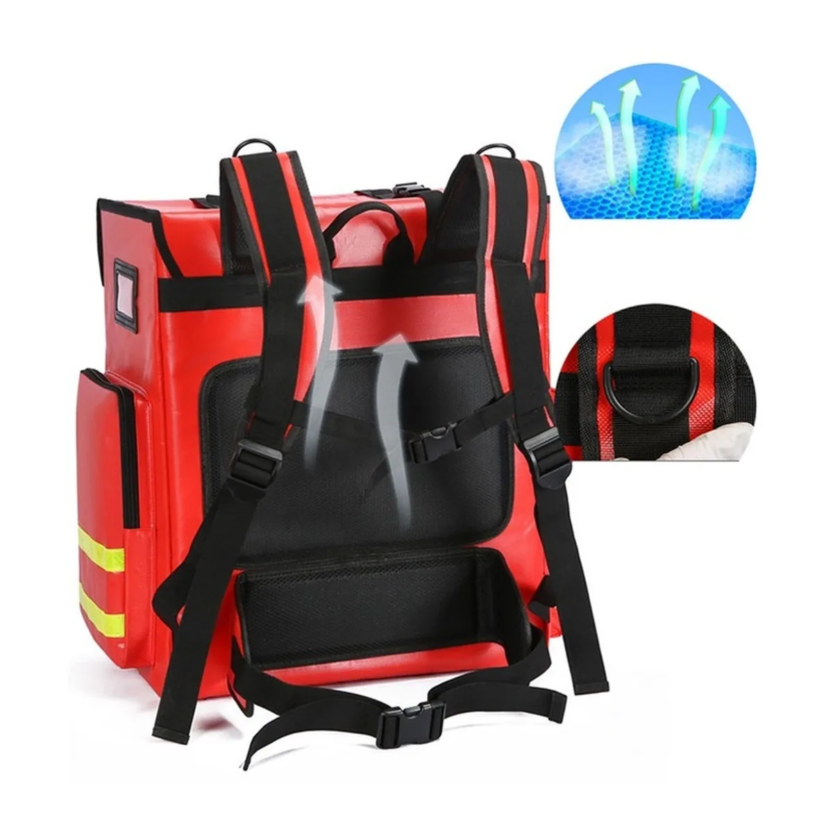 08855 1200D Portable First Aid Bag in Red, construction and compartment detail 3