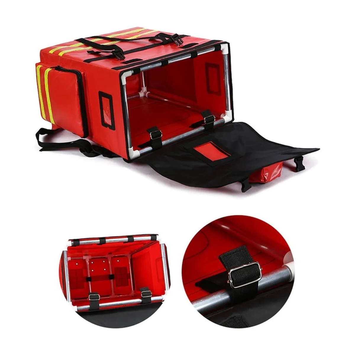 08855 1200D Portable First Aid Bag in Red, construction and compartment detail 4