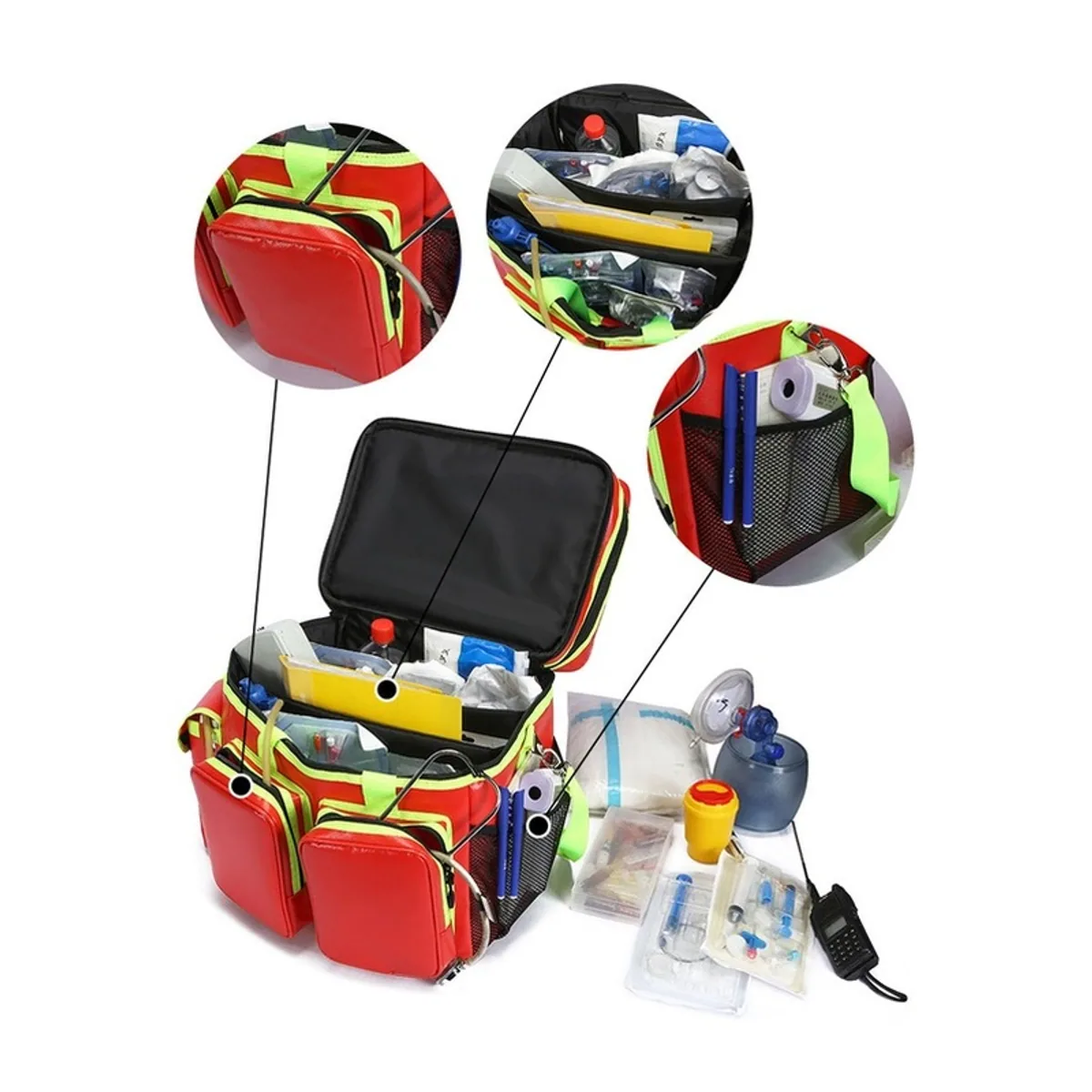 08856 1200D Waterproof PVC Rescue Bag in Red, construction and compartment detail 7