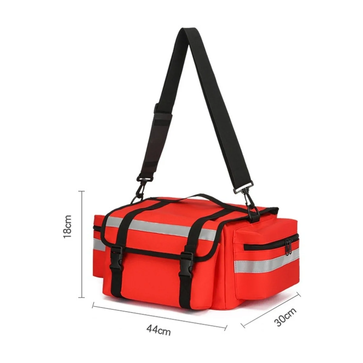 08860 1200D Portable First Aid Bag in Red, construction and compartment detail 1