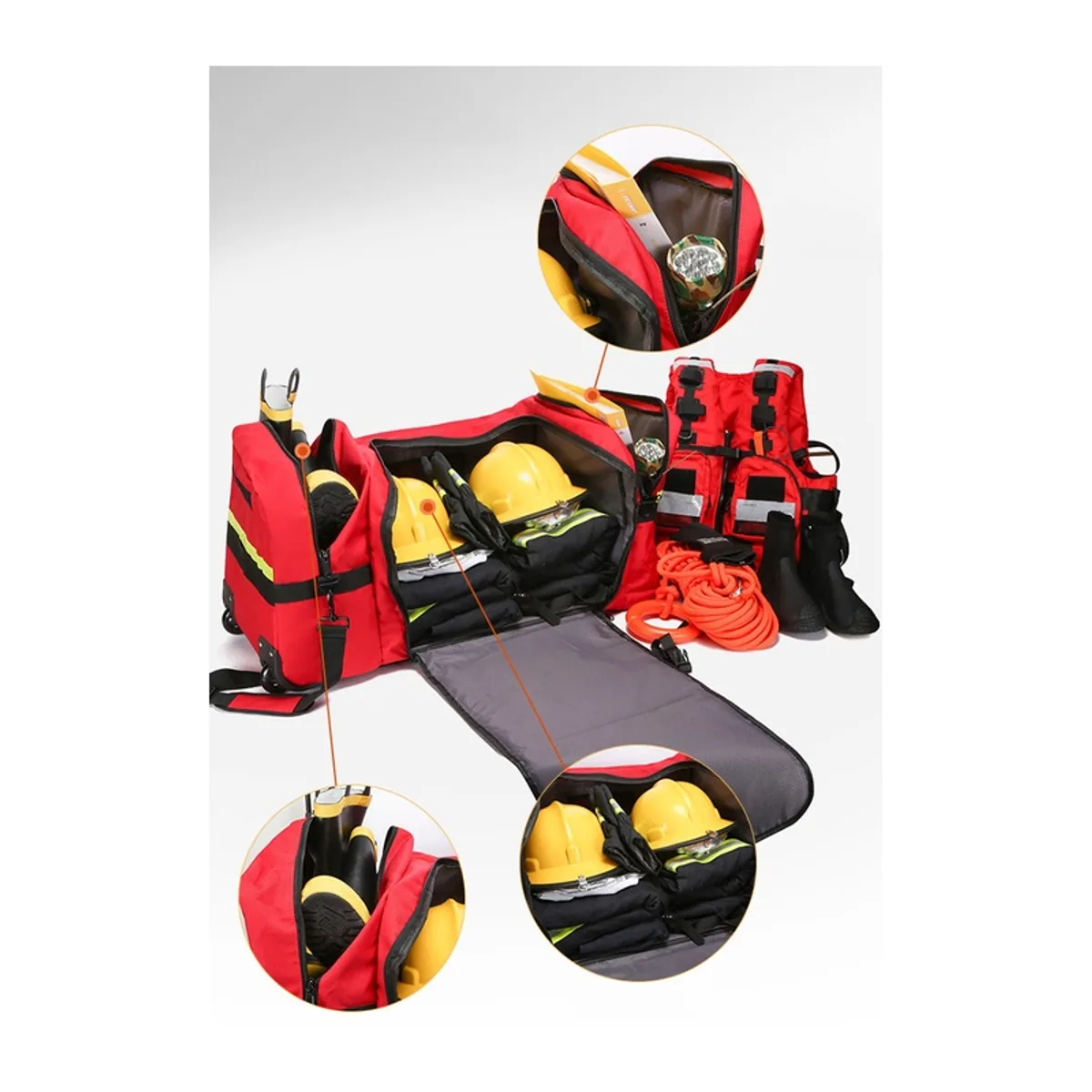 08861 Oxford Portable First Aid Bag in Red, construction and compartment detail 4