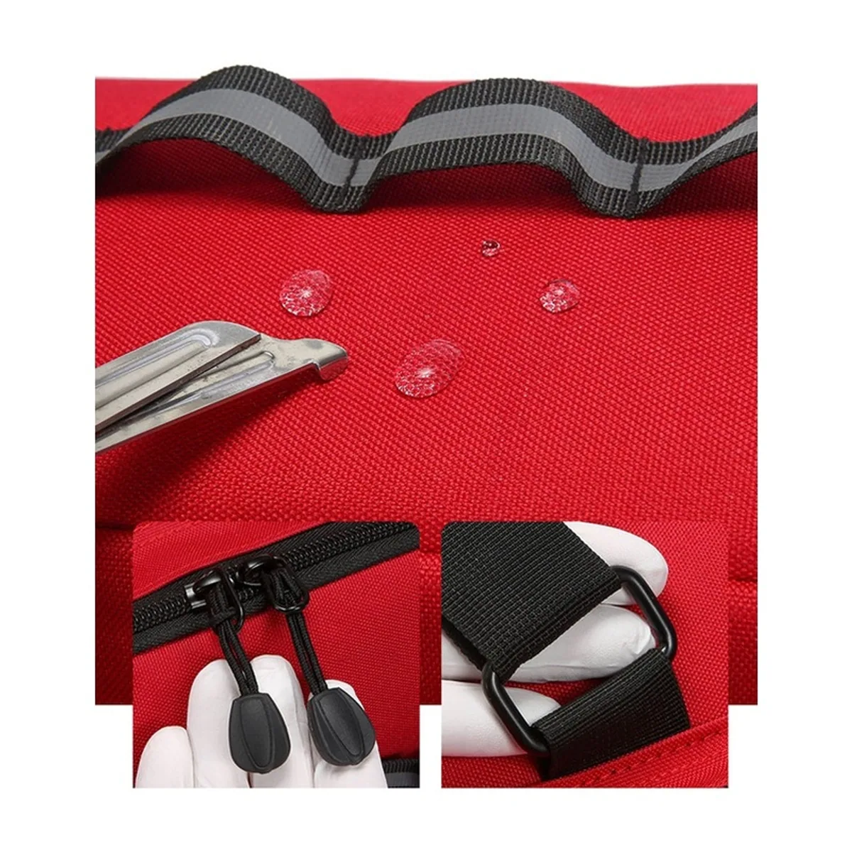 08862 1200D Waterproof PVC Rescue Bag in Red，Orange, construction and compartment detail 2