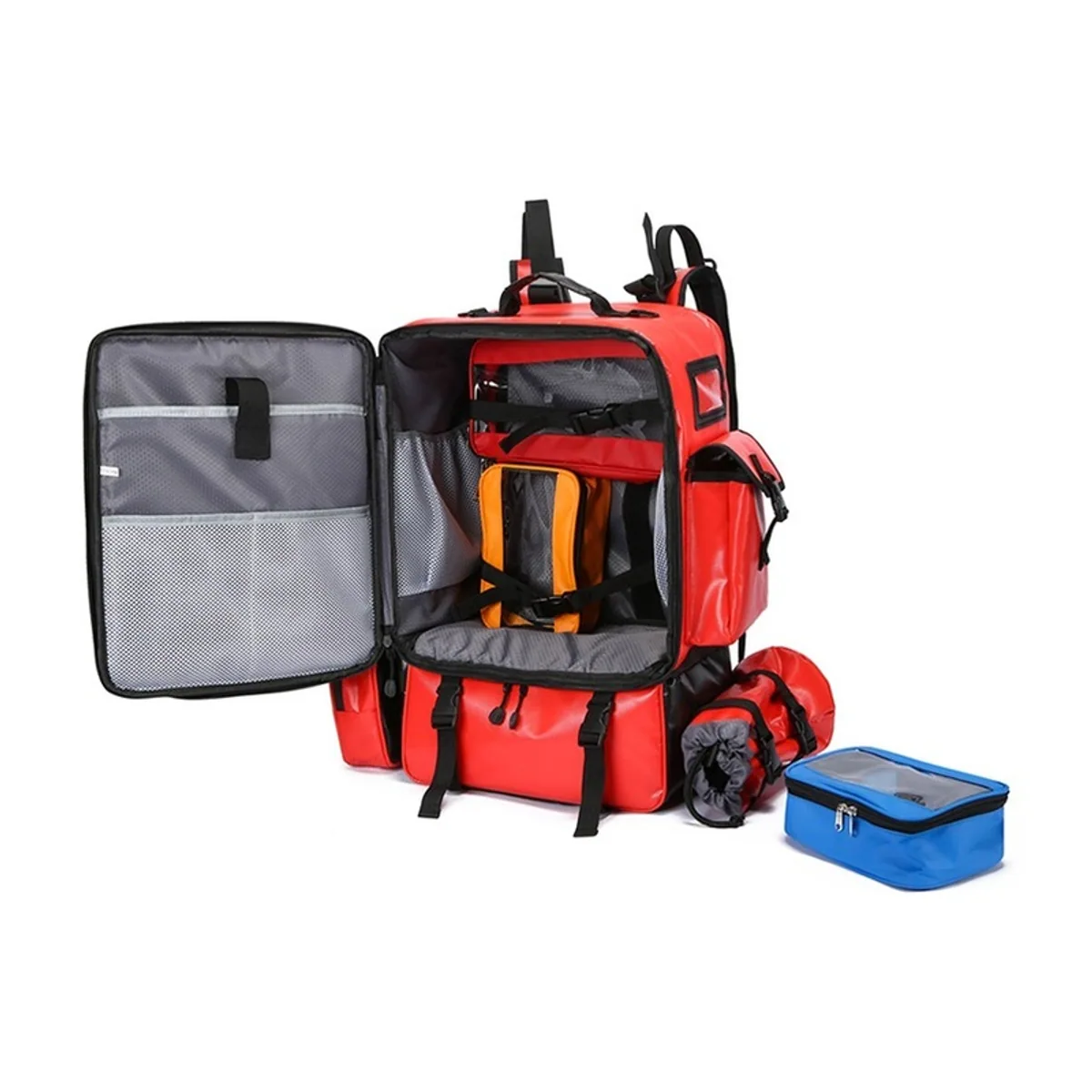 08863 PVC Waterproof PVC Rescue Bag in Red, construction and compartment detail 2