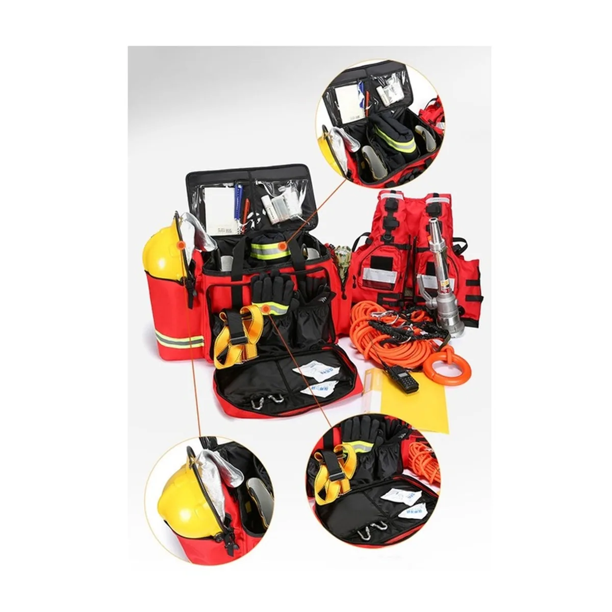08865 1200D Portable First Aid Bag in Red, construction and compartment detail 2