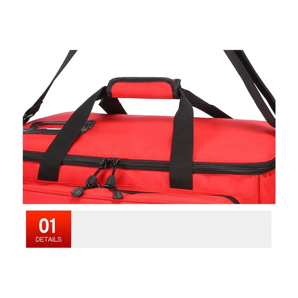 08865 1200D Portable First Aid Bag in Red, construction and compartment detail 6