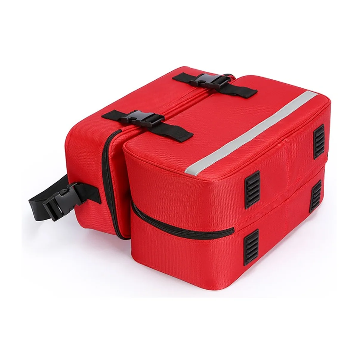 08870 1200D Portable First Aid Bag in Red，Orange, construction and compartment detail 3