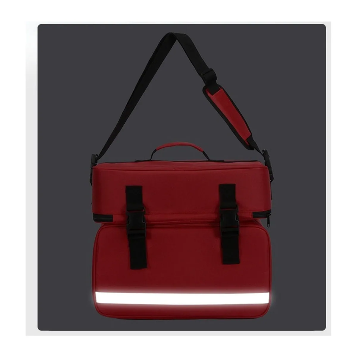 08870 1200D Portable First Aid Bag in Red，Orange, construction and compartment detail 7