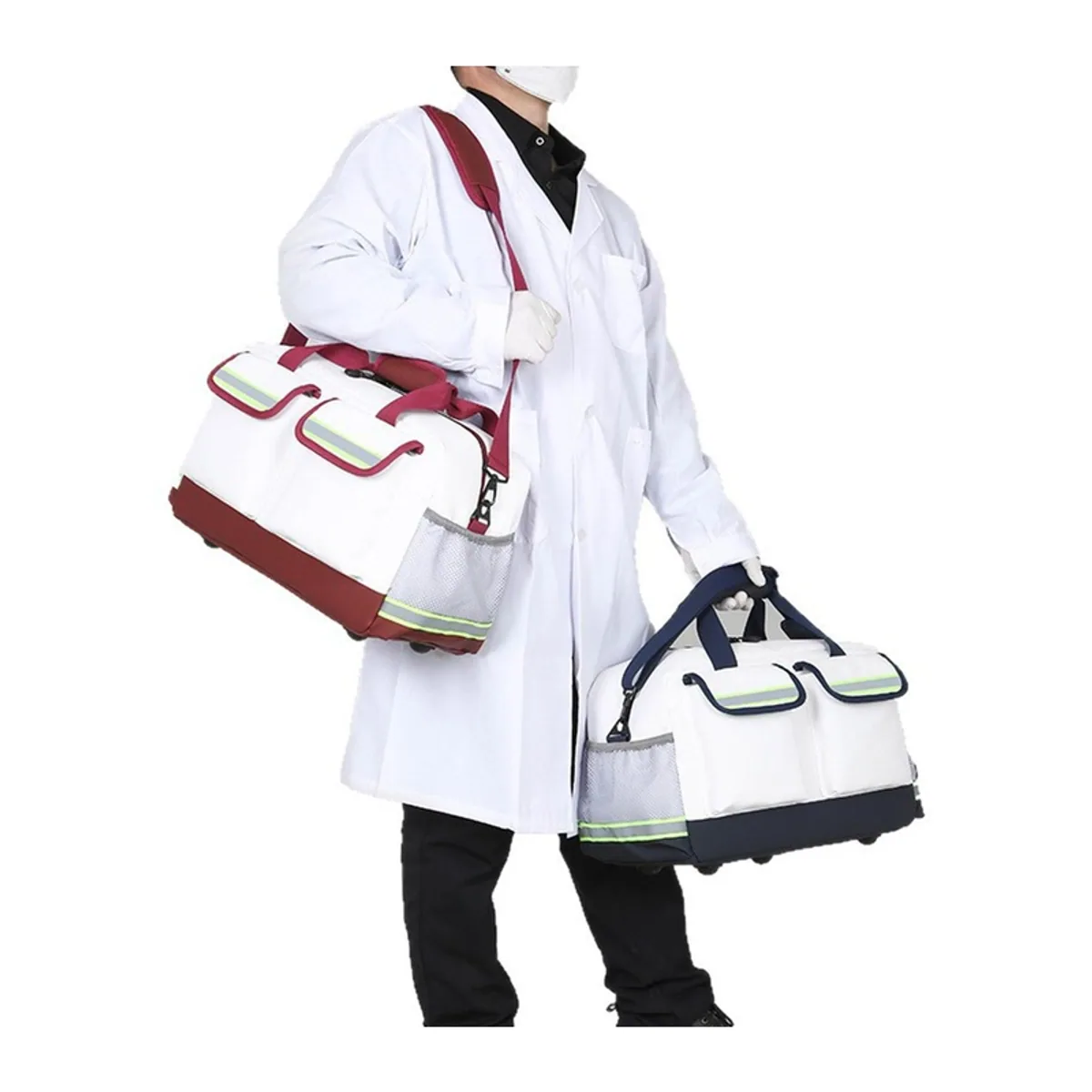 08872 1200D Portable First Aid Bag in Red, construction and compartment detail 3