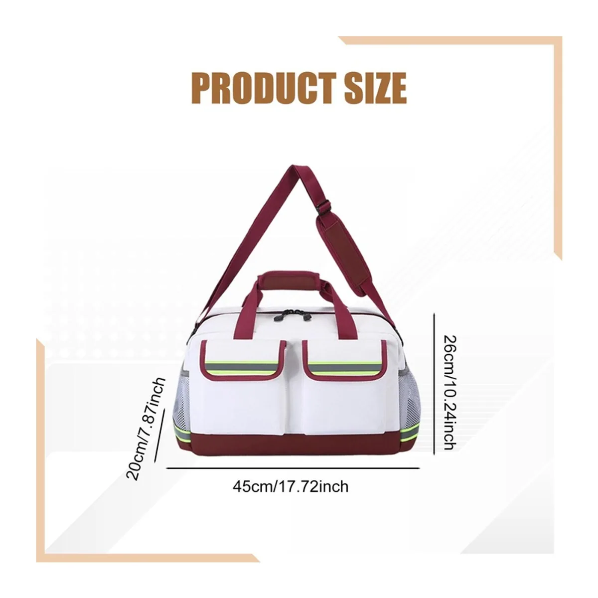08872 1200D Portable First Aid Bag in Red, construction and compartment detail 6