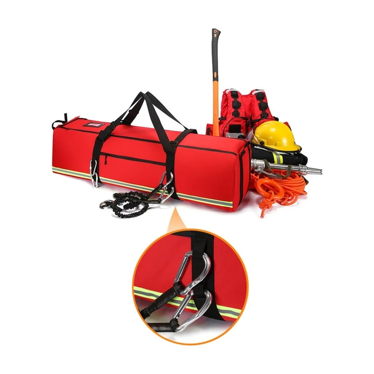 08880 1200D Waterproof PVC Rescue Bag in Red, construction and compartment detail 1