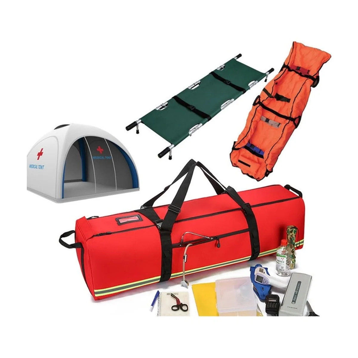 08880 1200D Waterproof PVC Rescue Bag in Red, construction and compartment detail 4