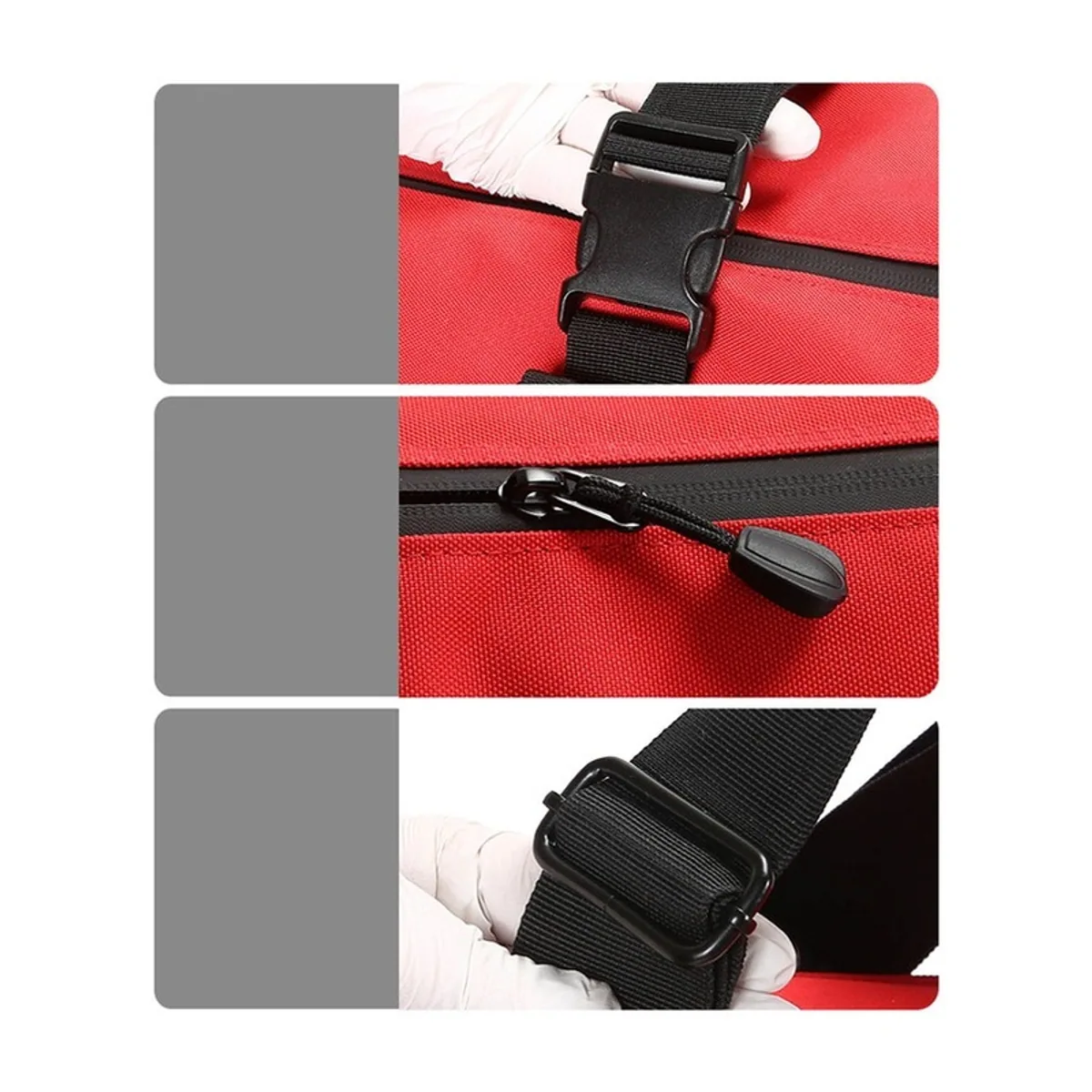 08880 1200D Waterproof PVC Rescue Bag in Red, construction and compartment detail 5