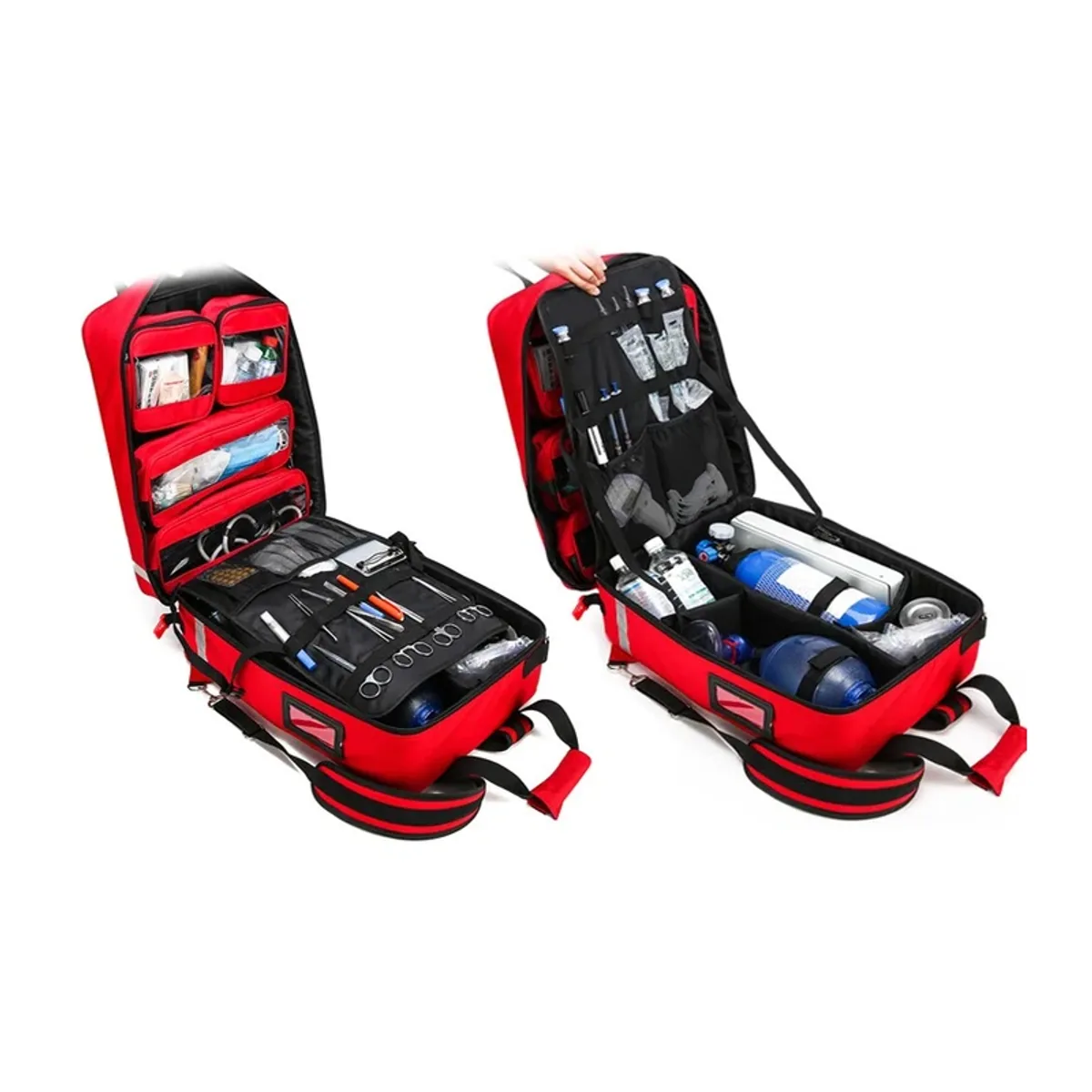09902 1200D Trolley Rescue Bag in Red, construction and compartment detail 2