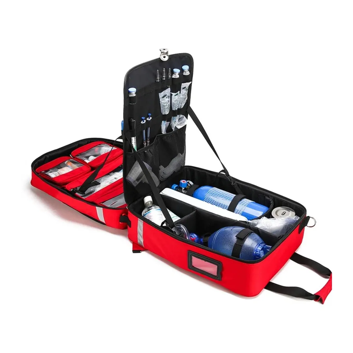09902 1200D Trolley Rescue Bag in Red, construction and compartment detail 3