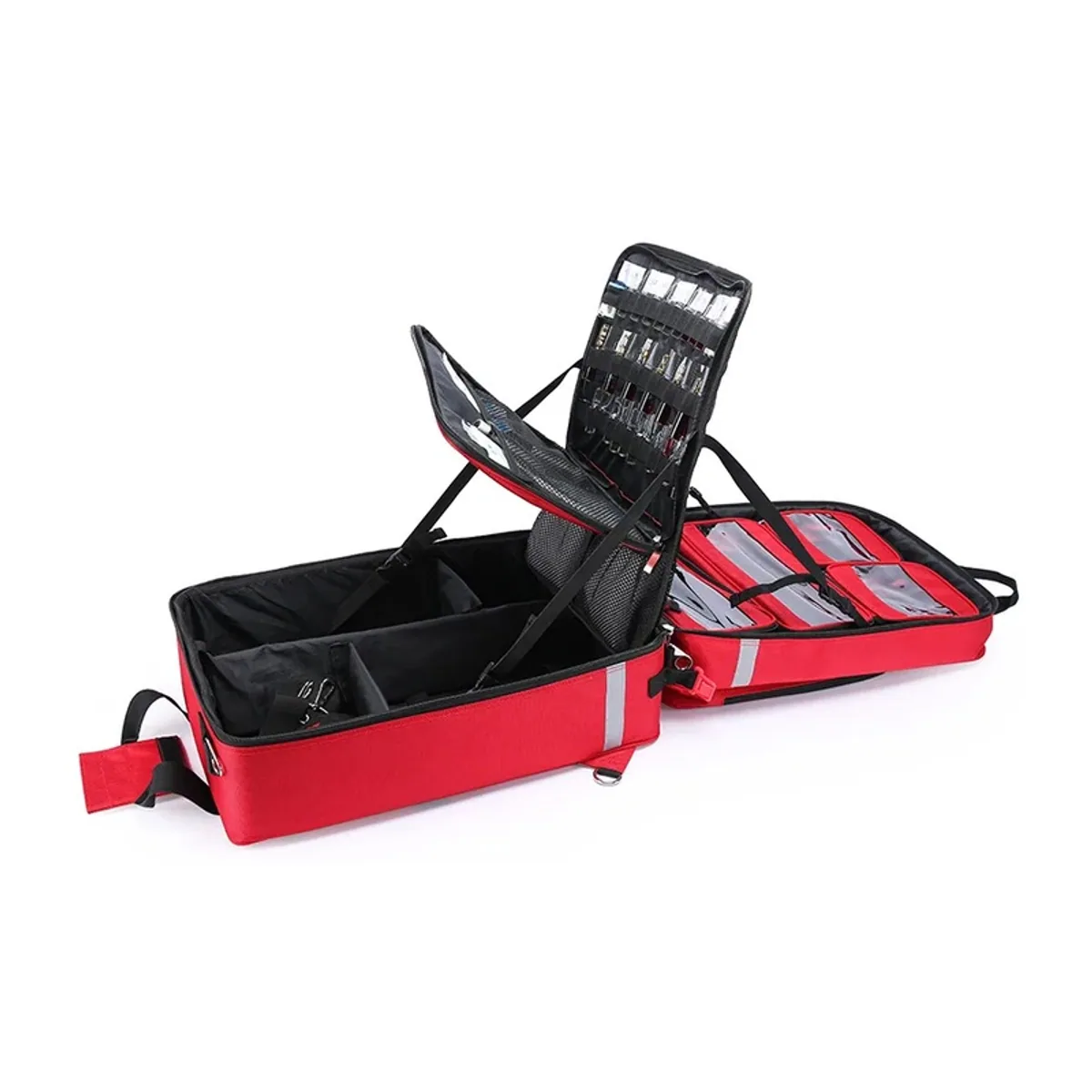 09902 1200D Trolley Rescue Bag in Red, construction and compartment detail 7