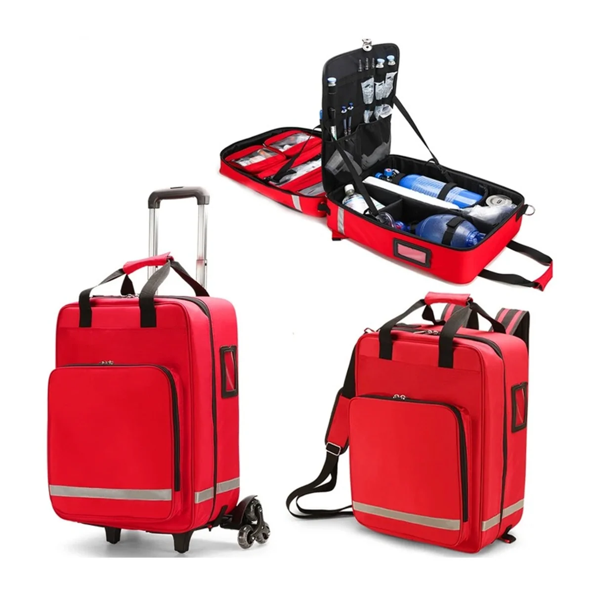 09902 1200D Trolley Rescue Bag in Red, trolley rescue bag product view