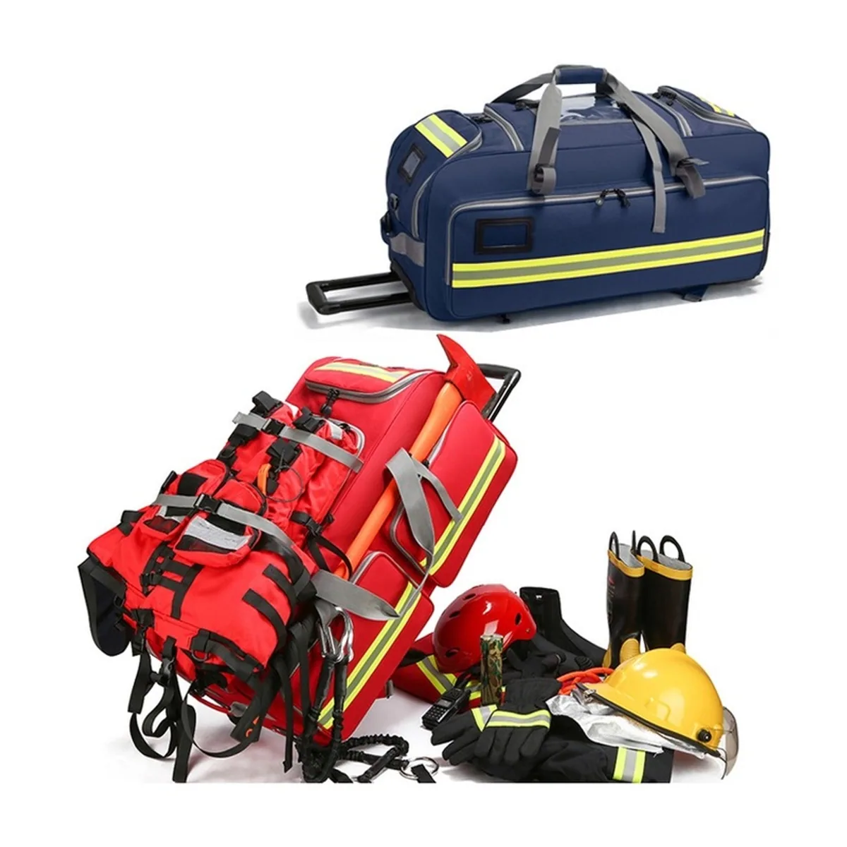 09903 1200D Rescue Duffel Bag in Red, construction and compartment detail 5