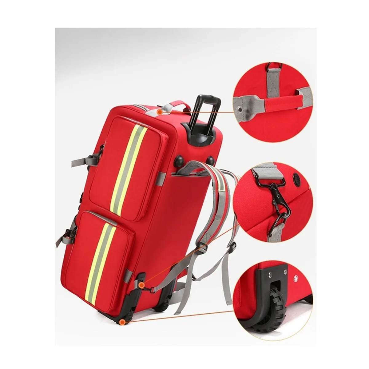 09903 1200D Rescue Duffel Bag in Red, construction and compartment detail 6