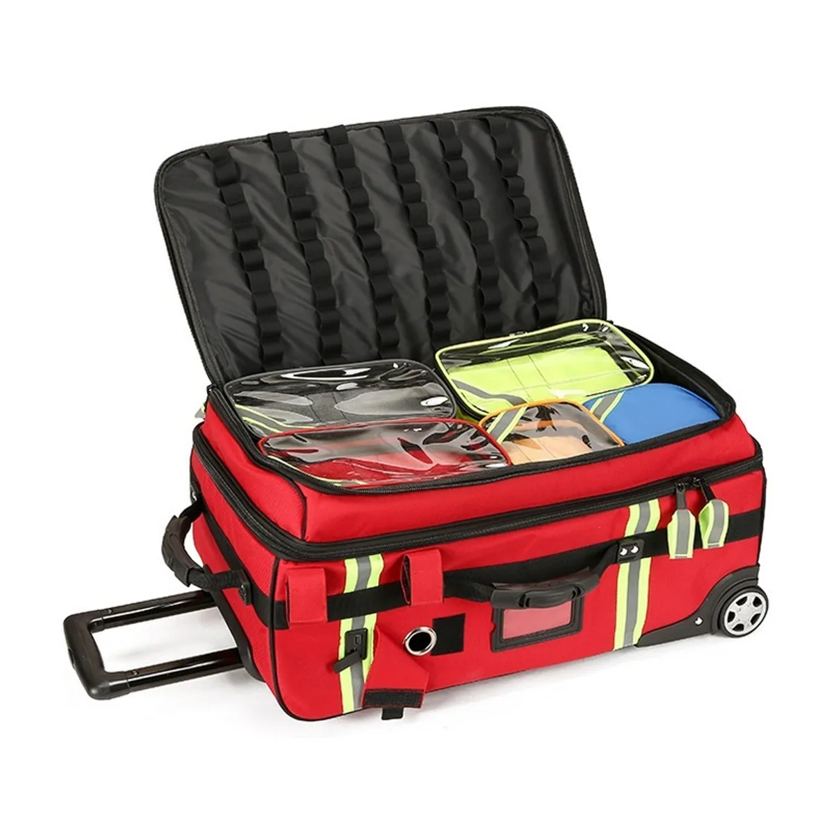 09904 1200D Trolley Rescue Bag in Red, construction and compartment detail 3