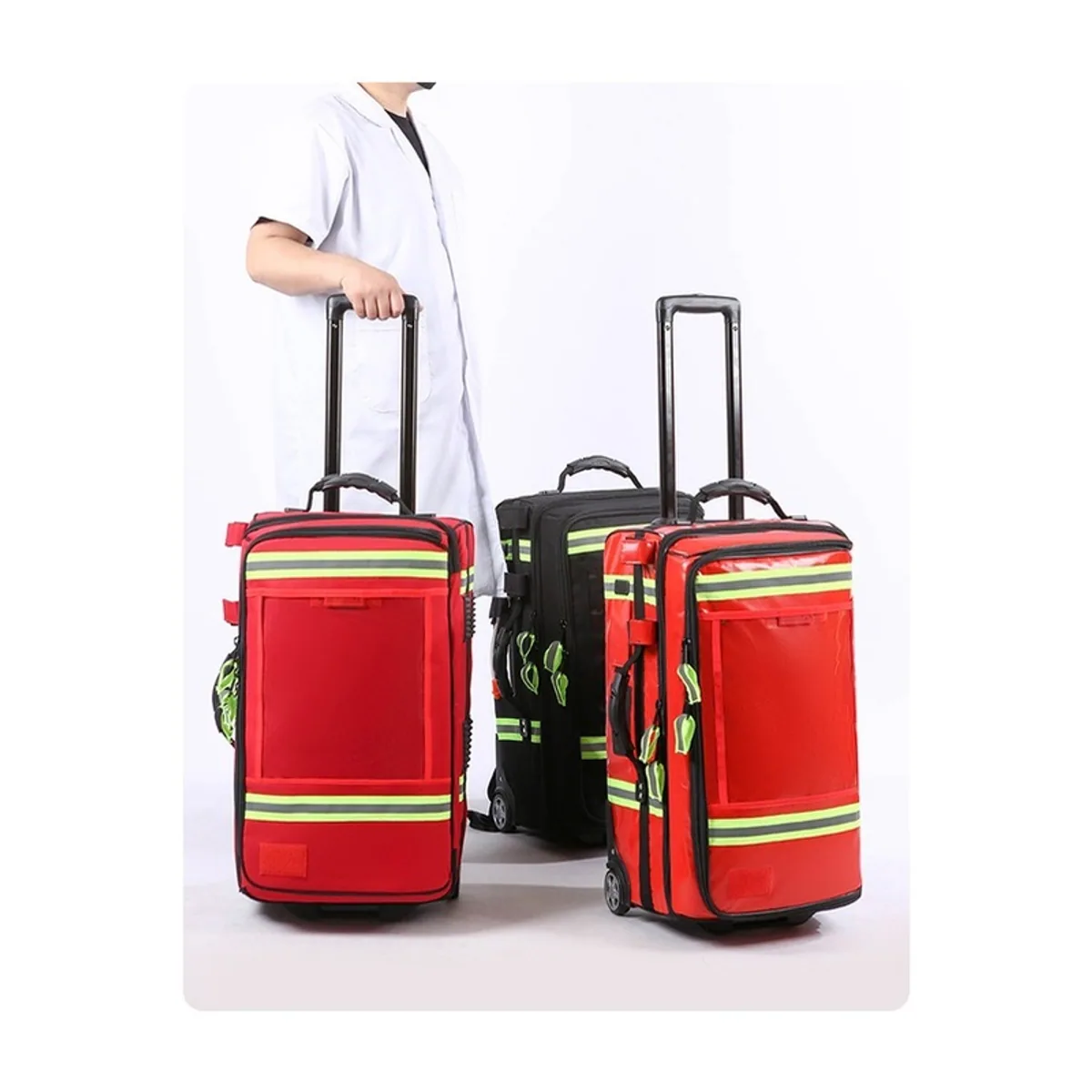 09904 1200D Trolley Rescue Bag in Red, construction and compartment detail 5