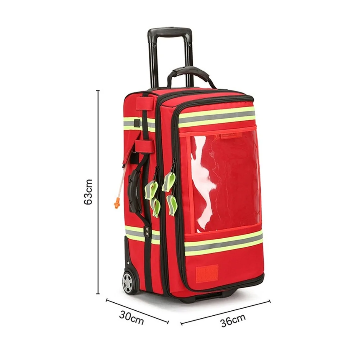 09904 1200D Trolley Rescue Bag in Red, construction and compartment detail 6