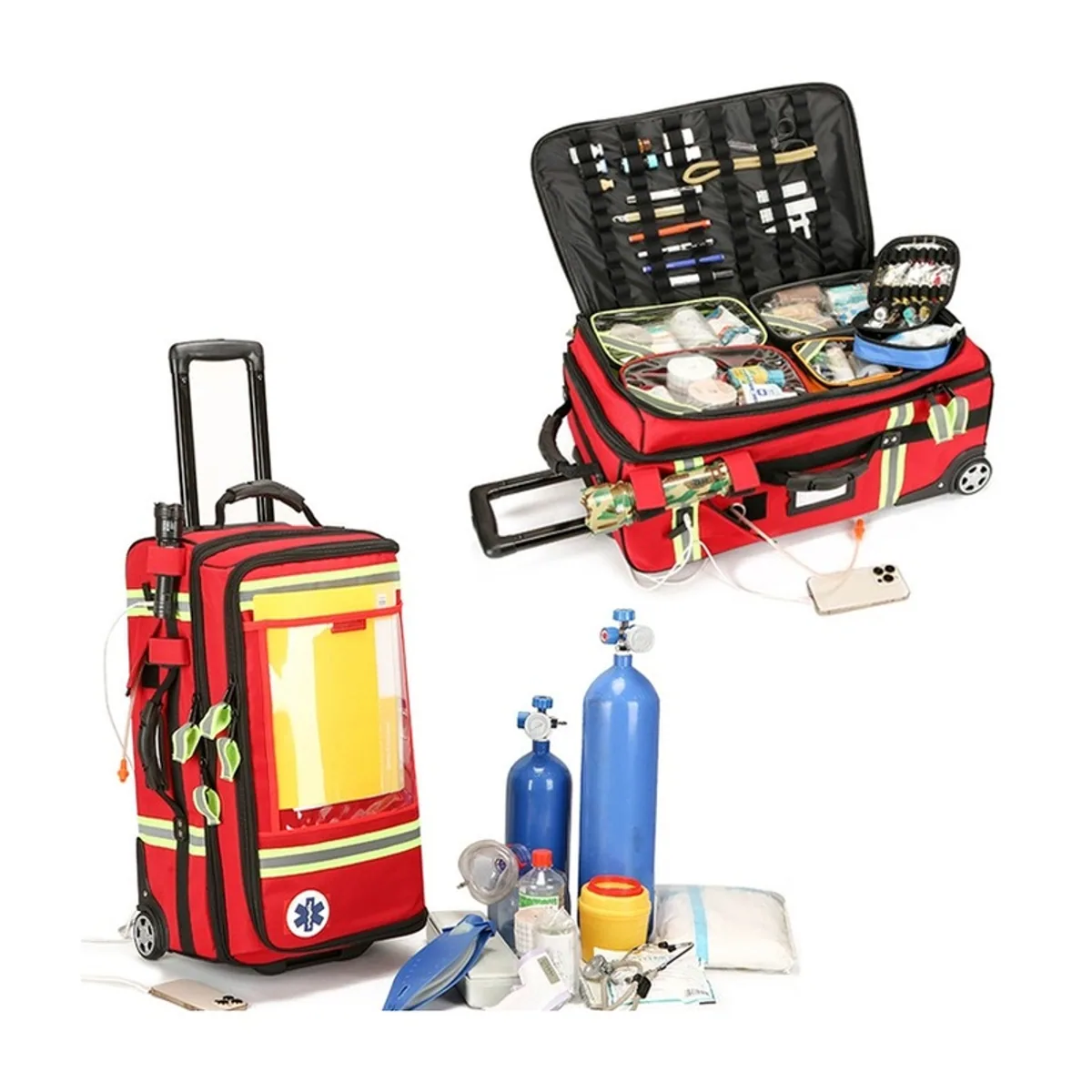 09904 1200D Trolley Rescue Bag in Red, trolley rescue bag product view
