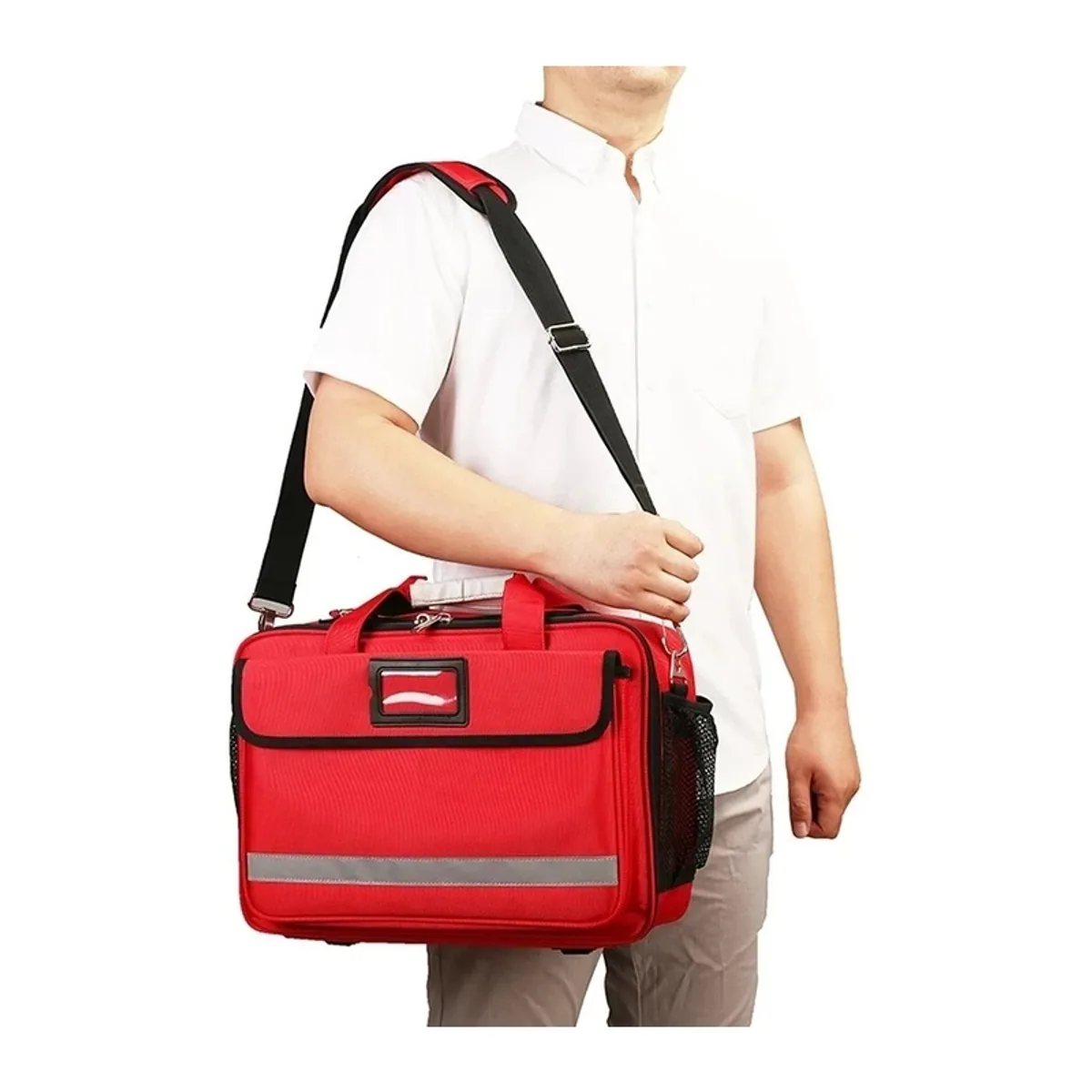 09906 Oxford Medical Emergency Backpack in Red, construction and compartment detail 5