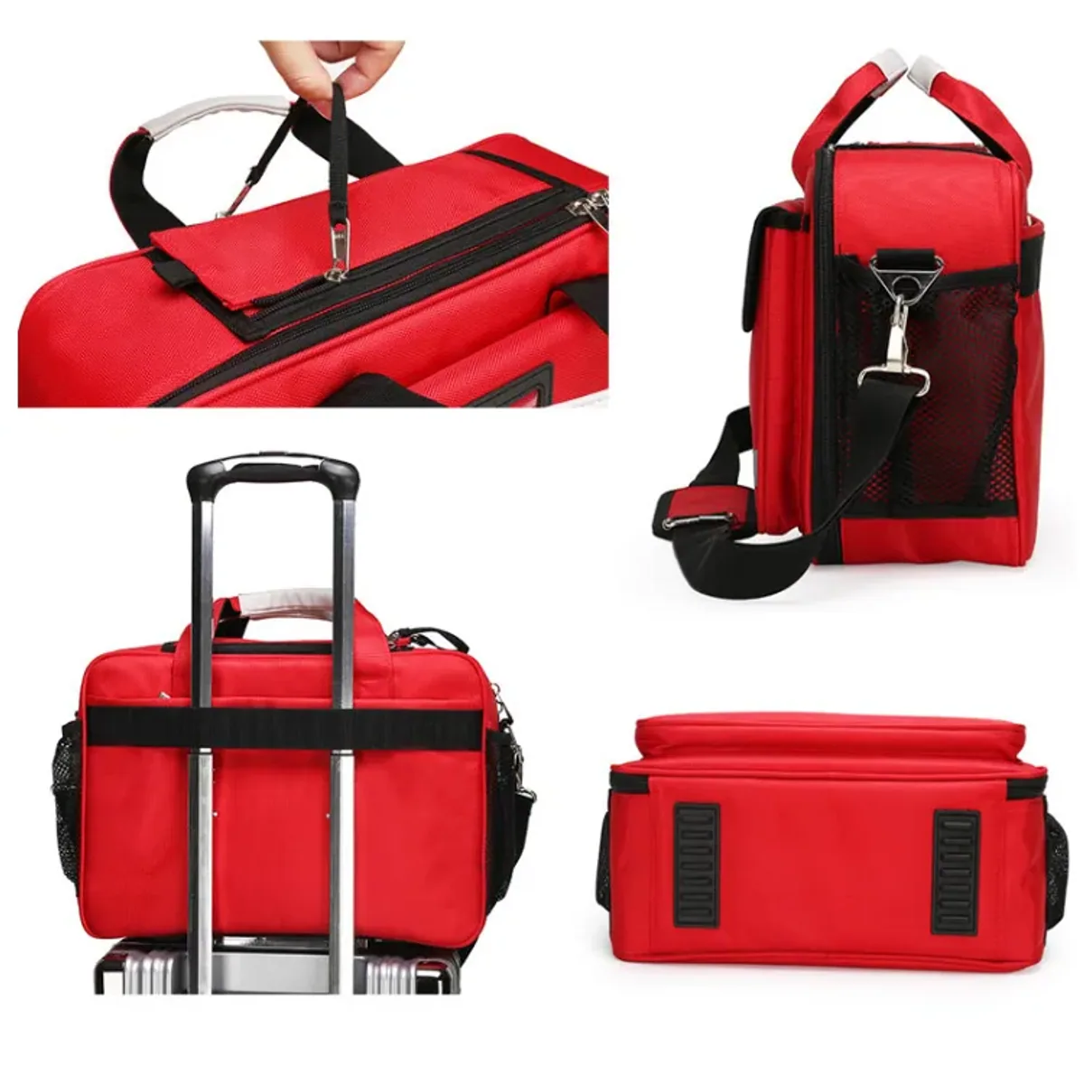 09906 Oxford Medical Emergency Backpack in Red, construction and compartment detail 7