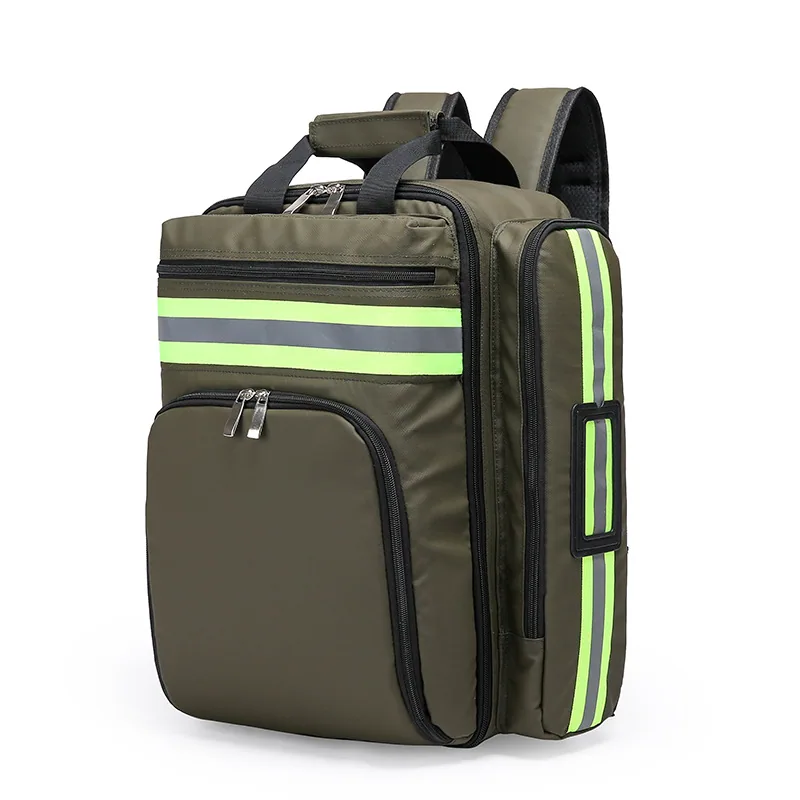 1200D Oxford Emergency Medical Backpack with Clear Pouches construction and compartment detail 7