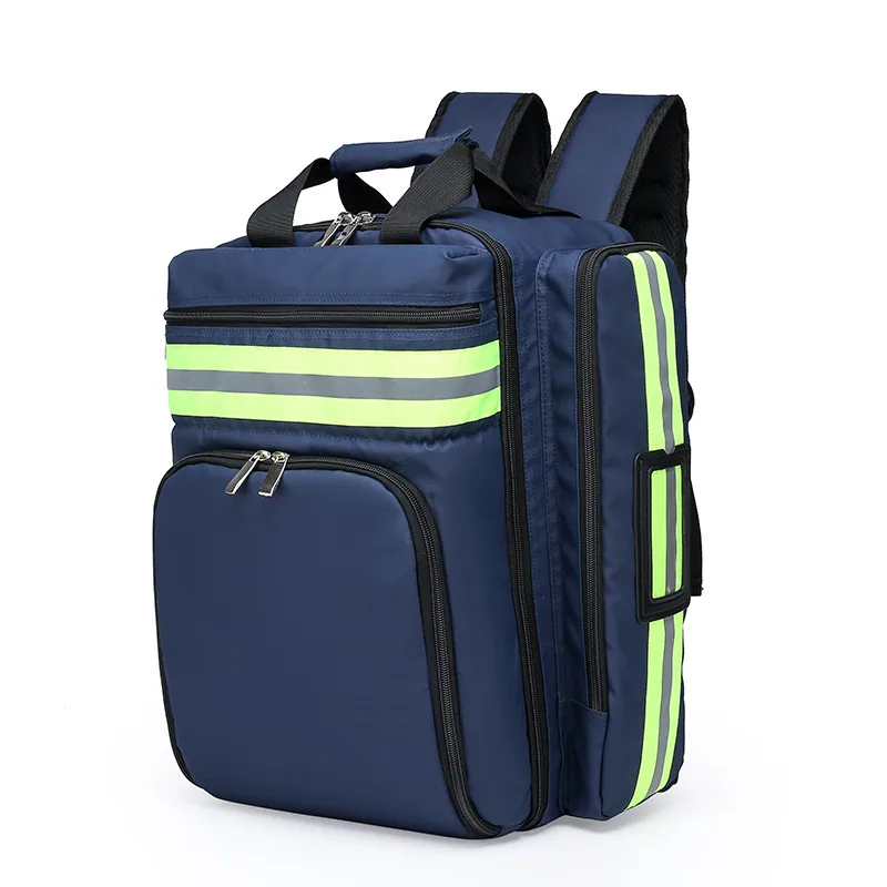 1200D Oxford Emergency Medical Backpack with Clear Pouches construction and compartment detail 5