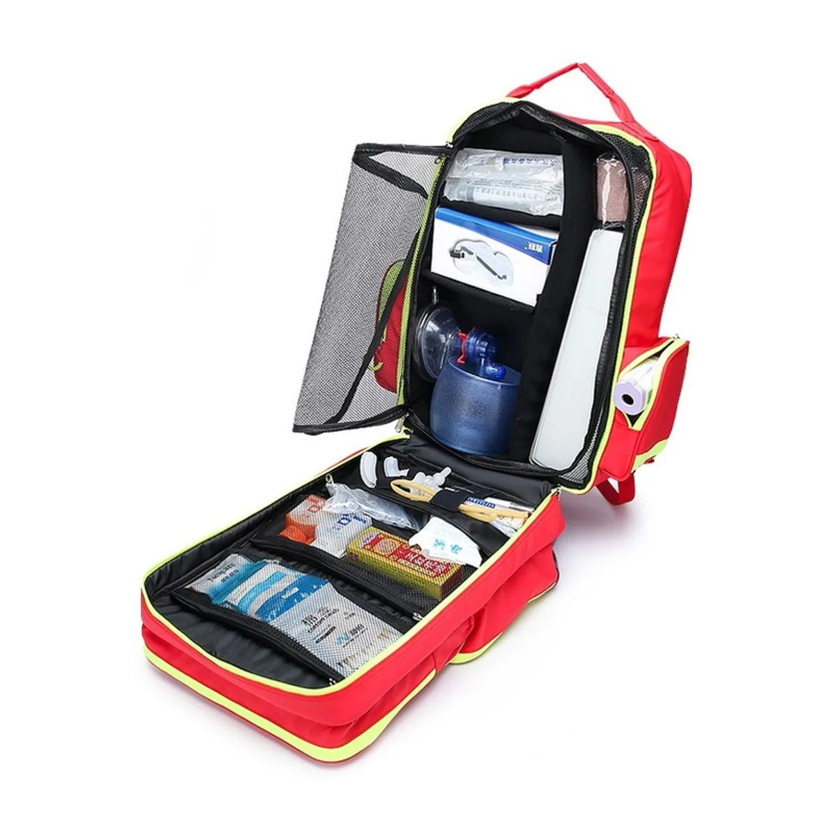 09910 Oxford Medical Emergency Backpack in Red, construction and compartment detail 3