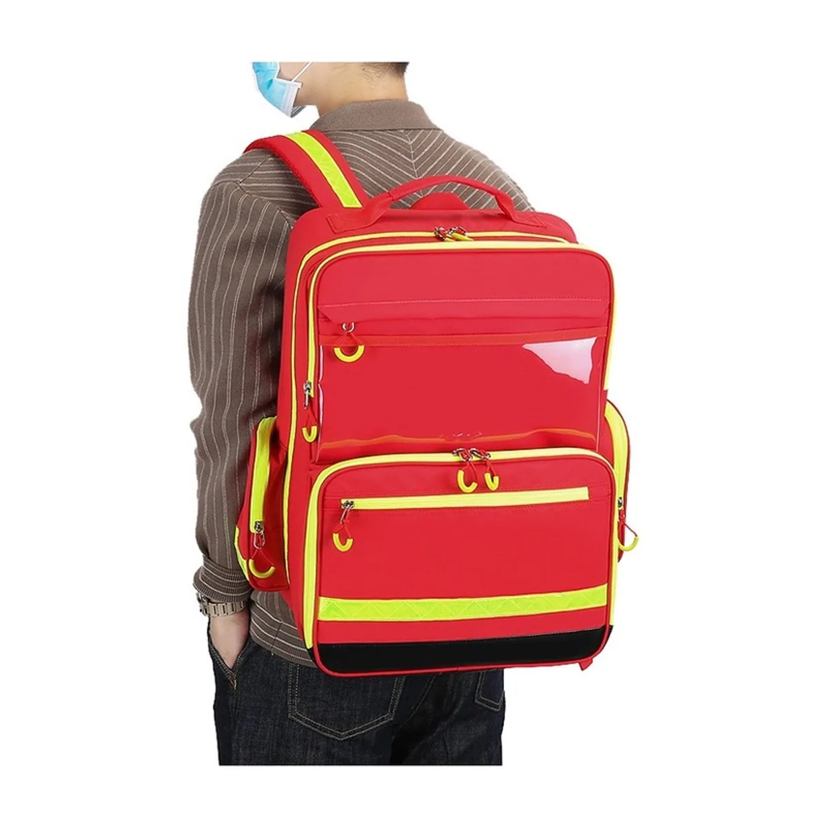 09910 Oxford Medical Emergency Backpack in Red, construction and compartment detail 4