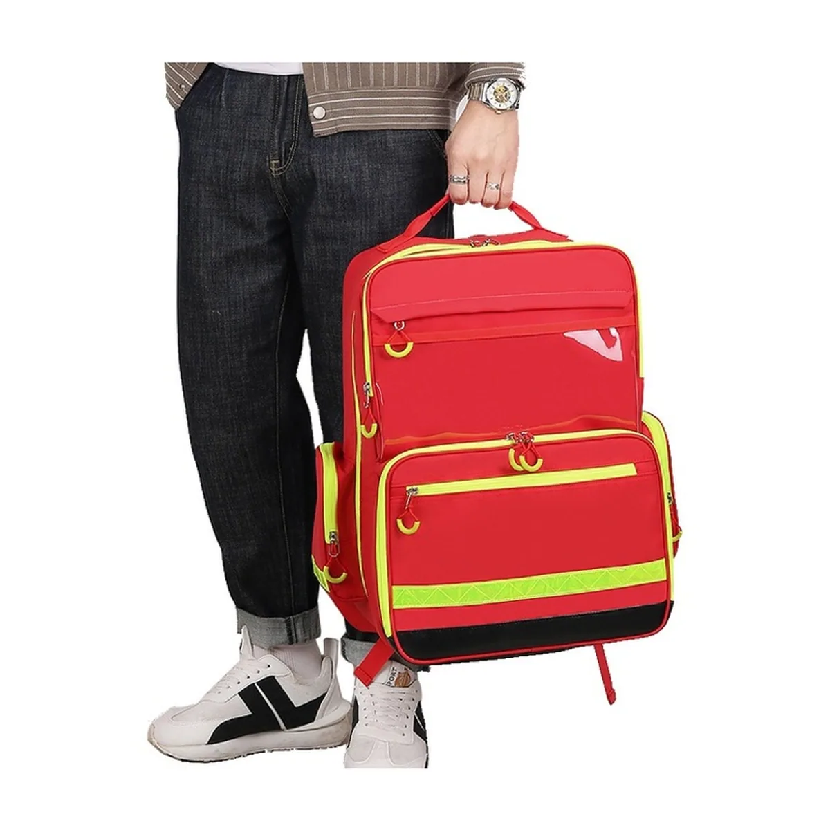 09910 Oxford Medical Emergency Backpack in Red, construction and compartment detail 5