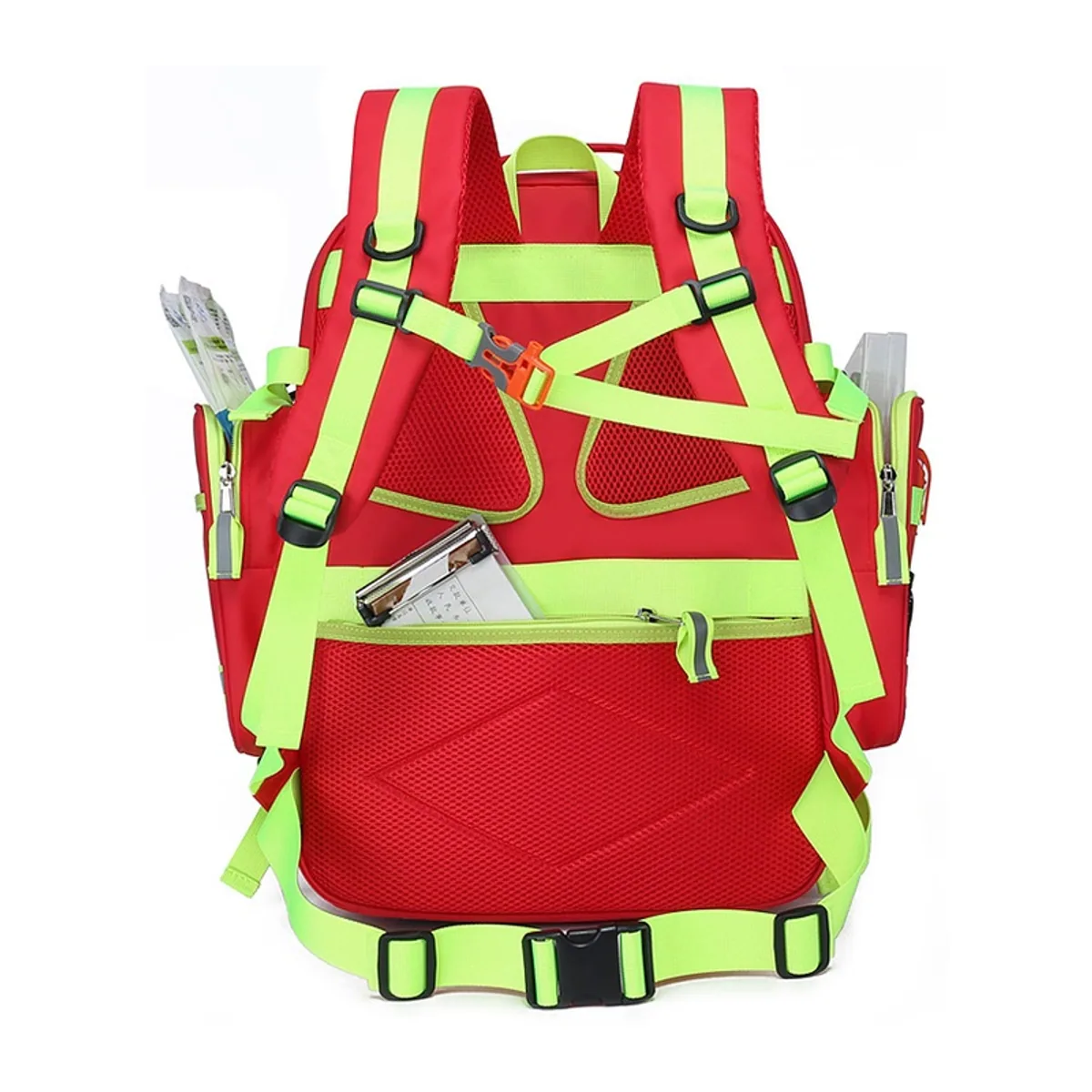 09911 Oxford Waterproof PVC Rescue Bag in Red, construction and compartment detail 1