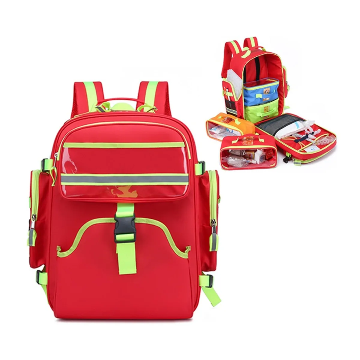 09911 Oxford Waterproof PVC Rescue Bag in Red, construction and compartment detail 4