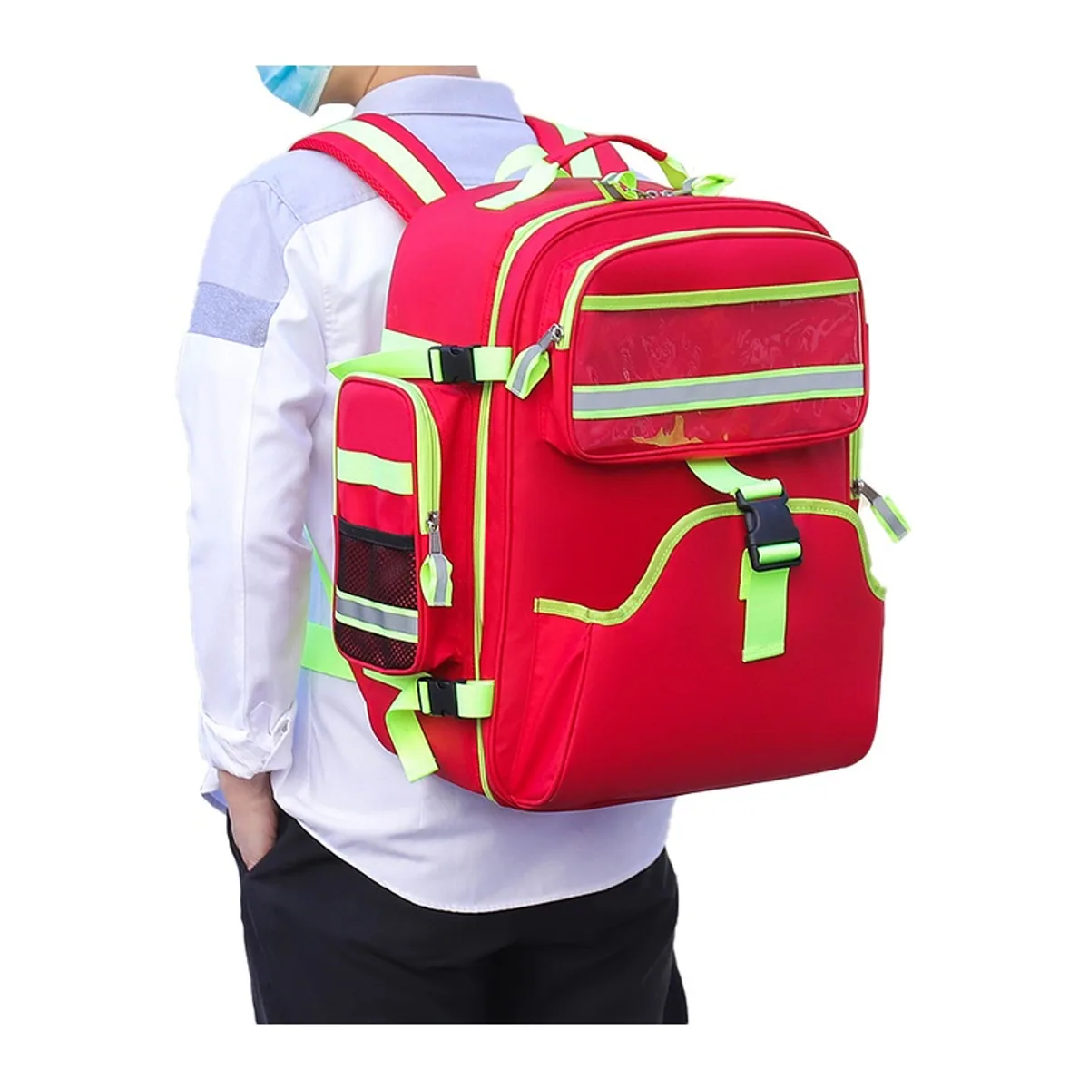 09911 Oxford Waterproof PVC Rescue Bag in Red, construction and compartment detail 6