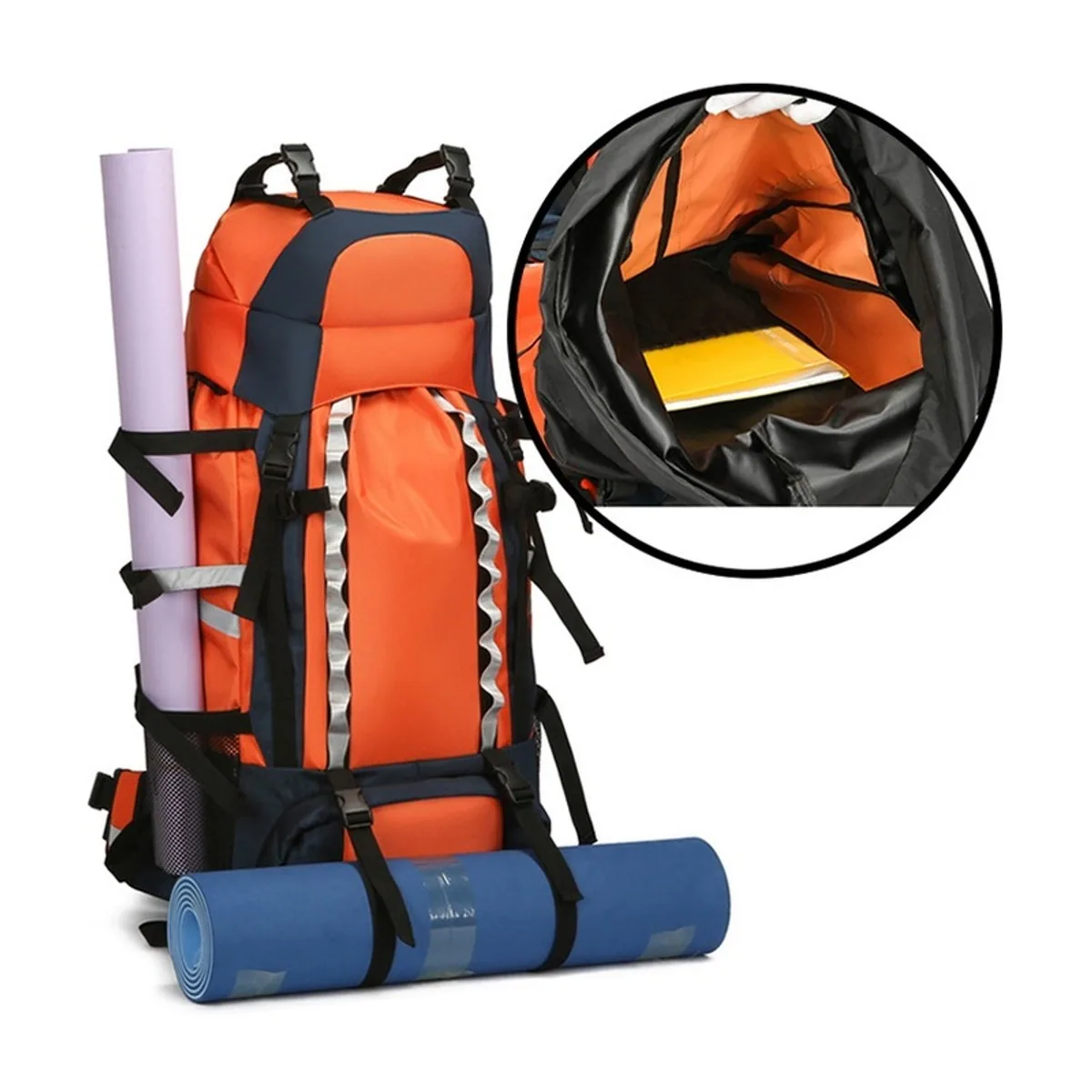 09914 Oxford Outdoor Rescue Backpack in Red, construction and compartment detail 3