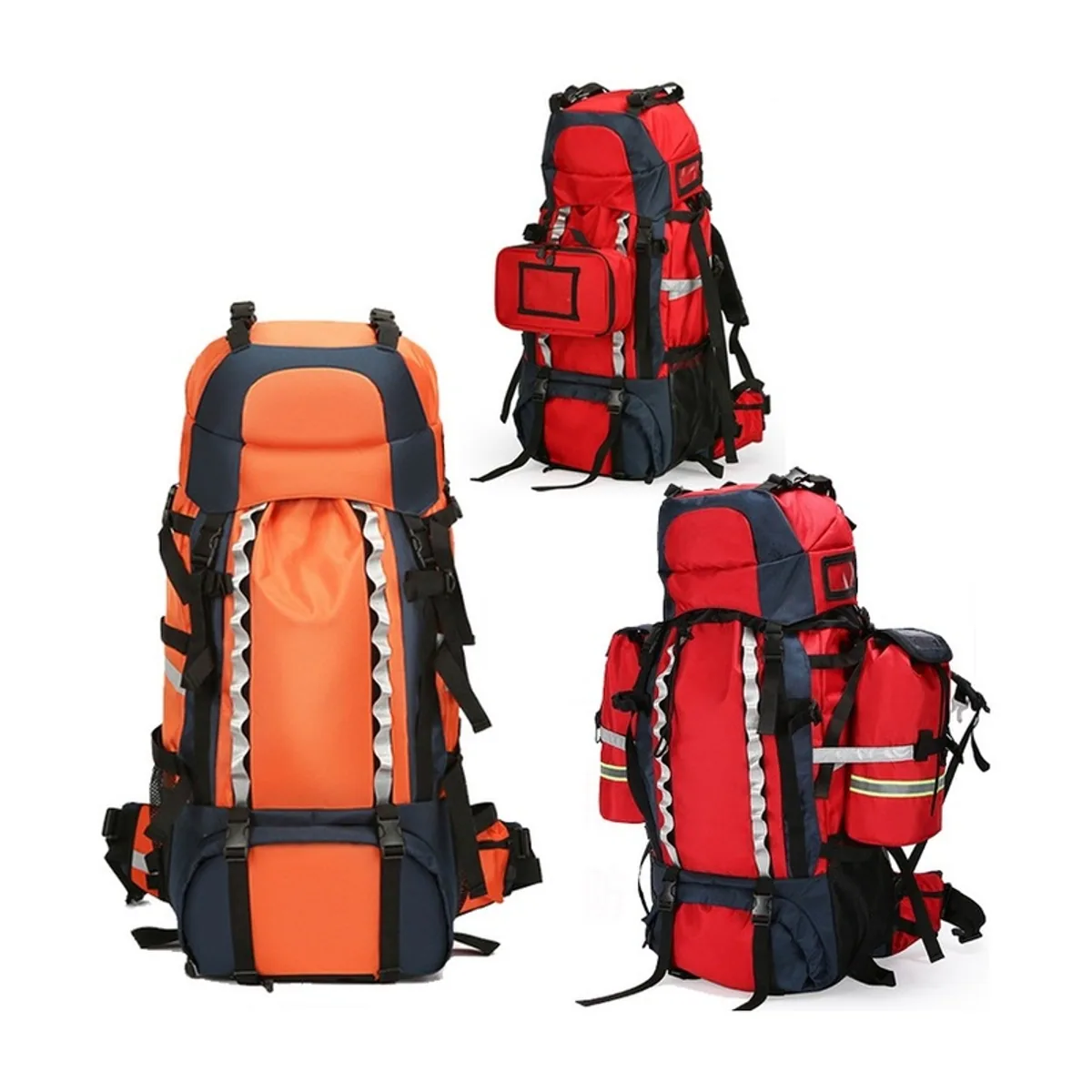 09914 Oxford Outdoor Rescue Backpack in Red, construction and compartment detail 4