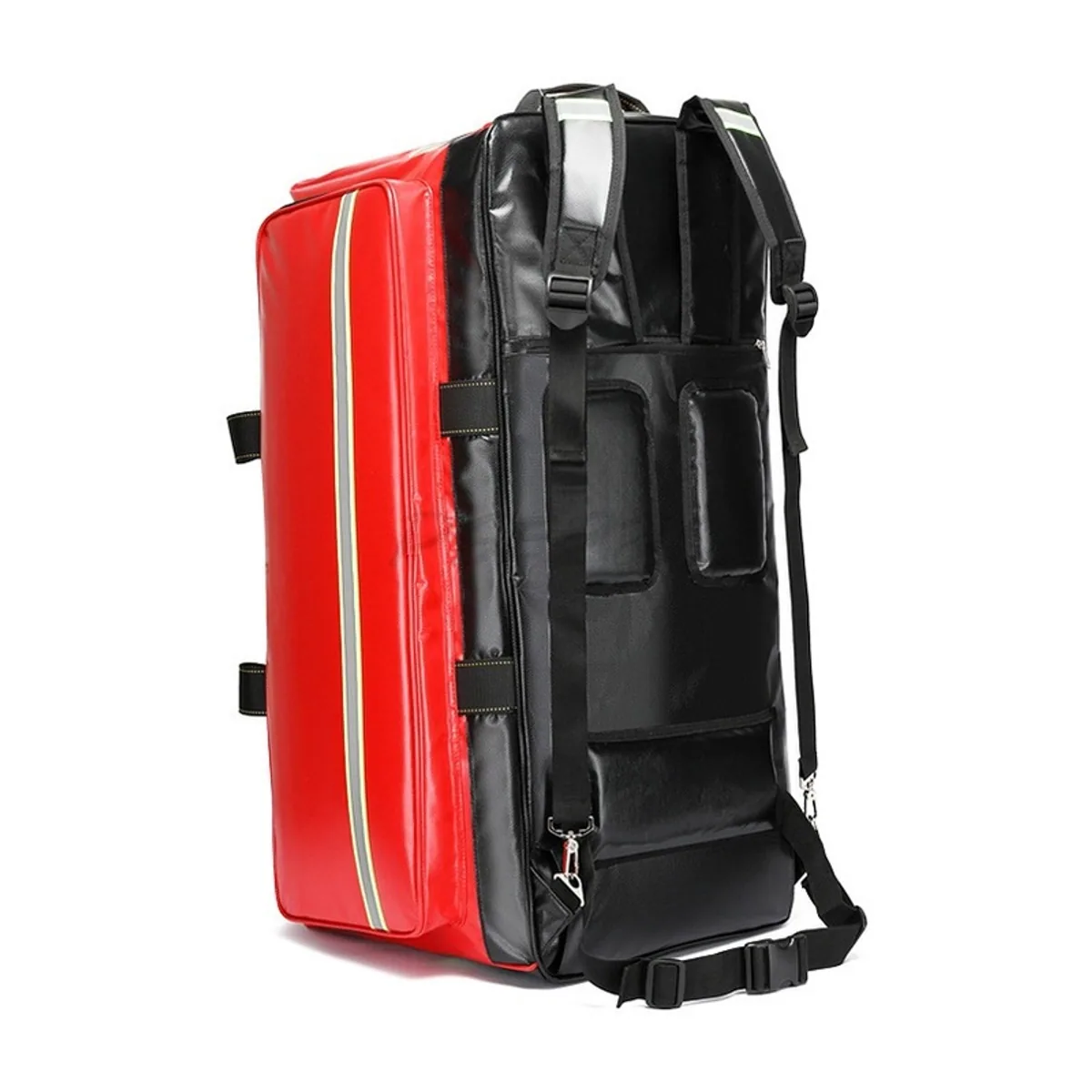 09916 Oxford Rescue Duffel Bag in Red, construction and compartment detail 5