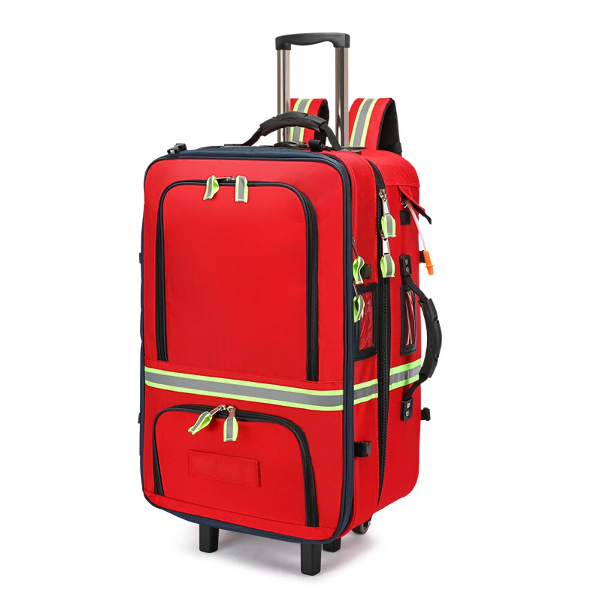 09917 Rolling EMS Trauma Backpack with Trolley in Red, trolley rescue bag product view