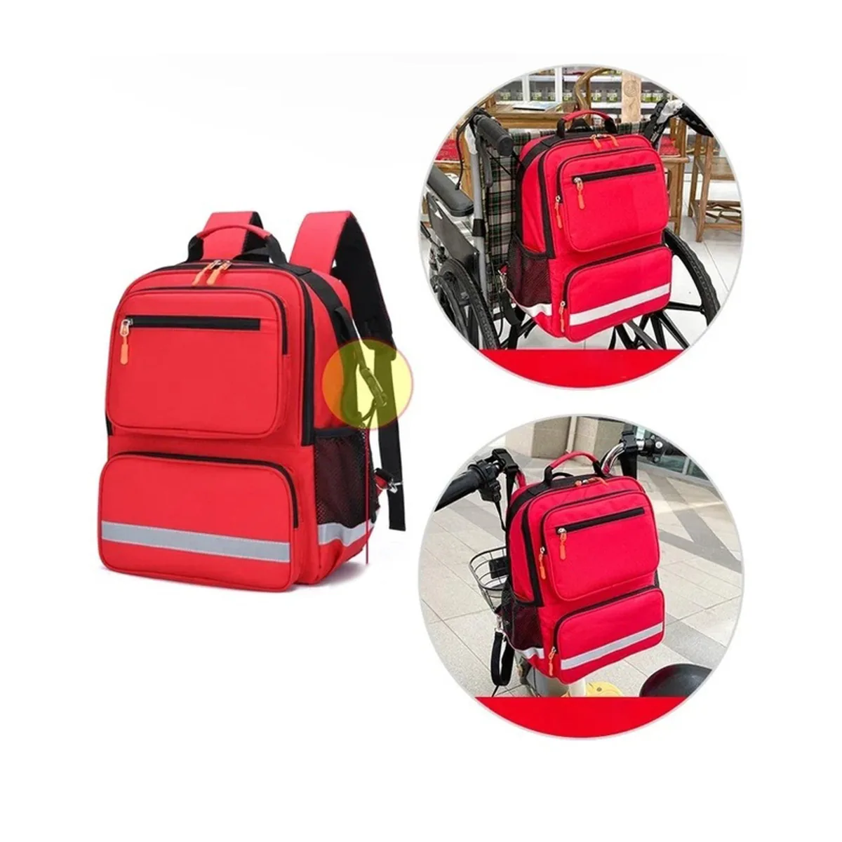 09920 1200D Medical Emergency Backpack in Red, construction and compartment detail 5