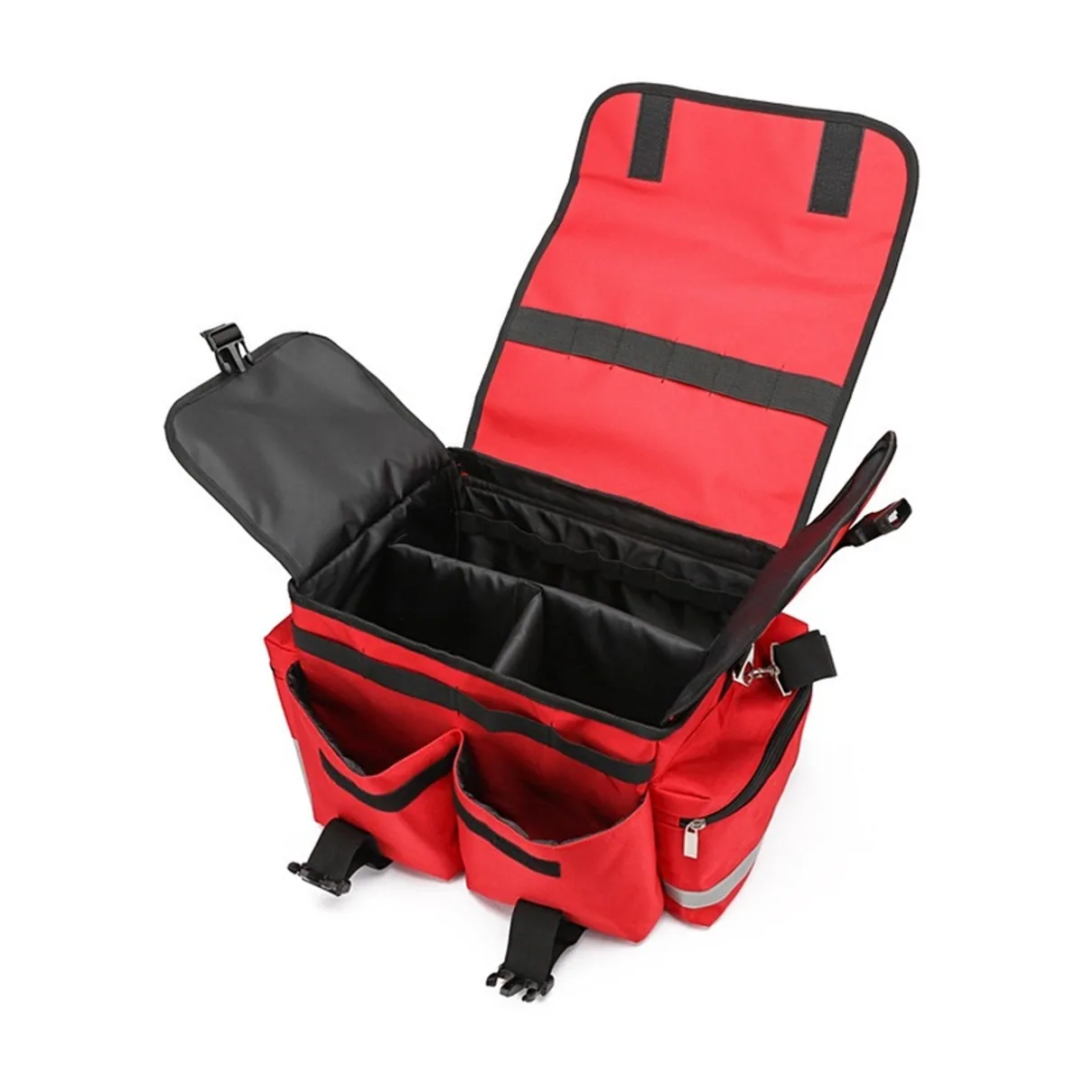 09922 1000D Medical Emergency Backpack in Red, construction and compartment detail 7