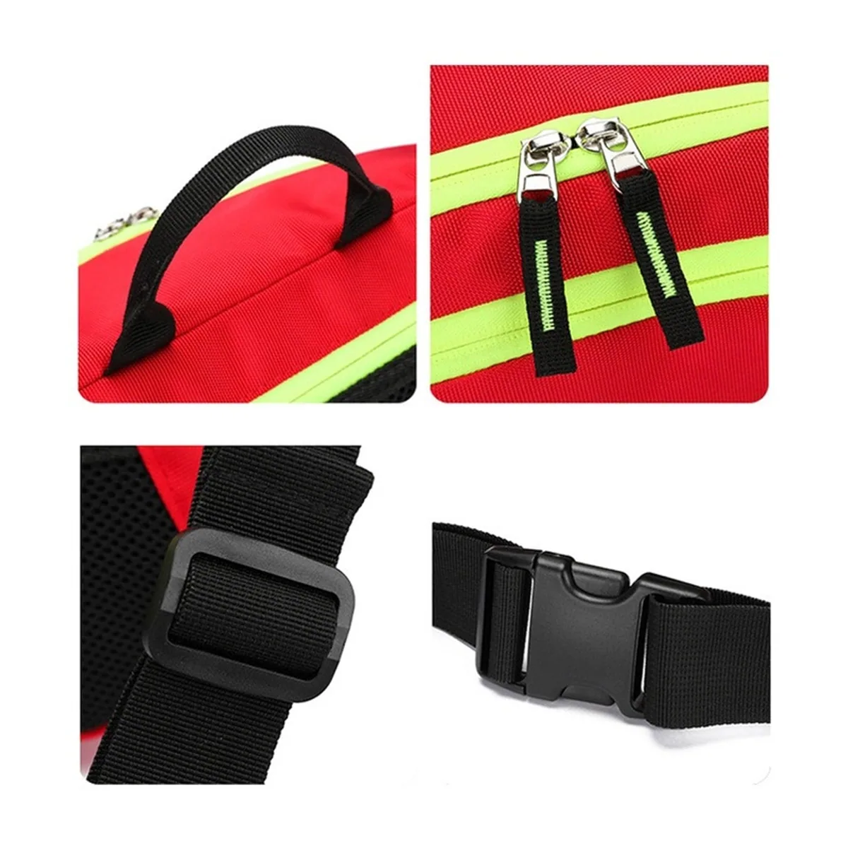 09923 1200D Emergency Waist Bag in Red, construction and compartment detail 3