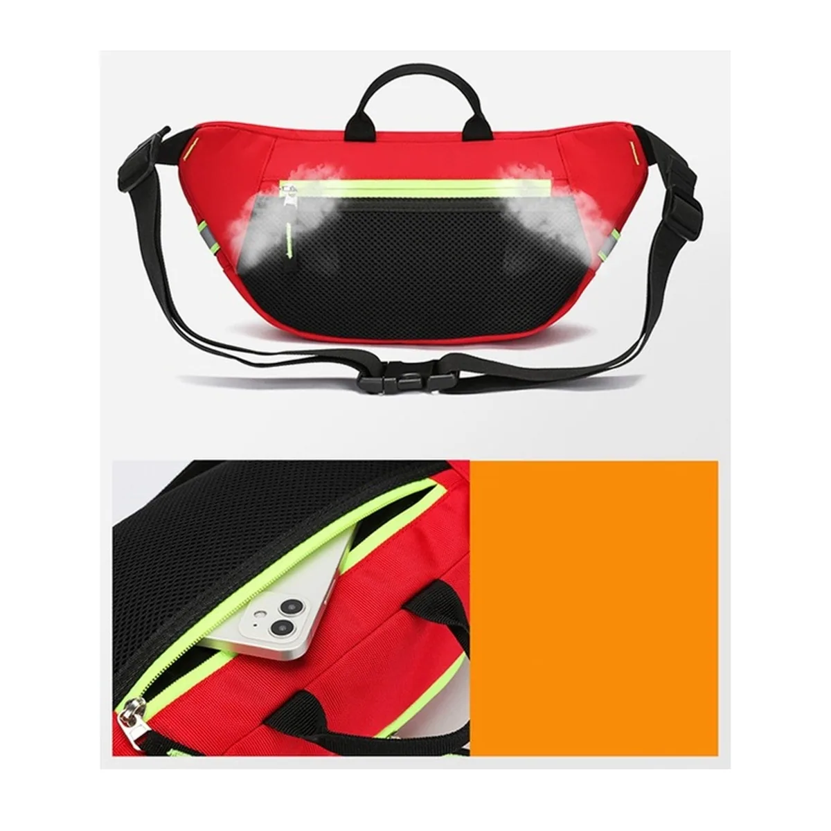 09923 1200D Emergency Waist Bag in Red, construction and compartment detail 7