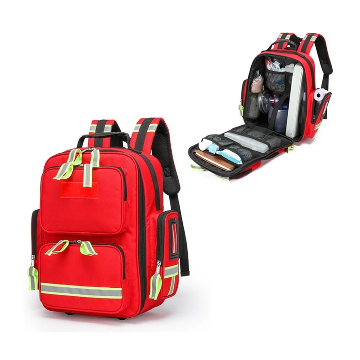 09926 1000D Medical Emergency Backpack in Orange, construction and compartment detail 3